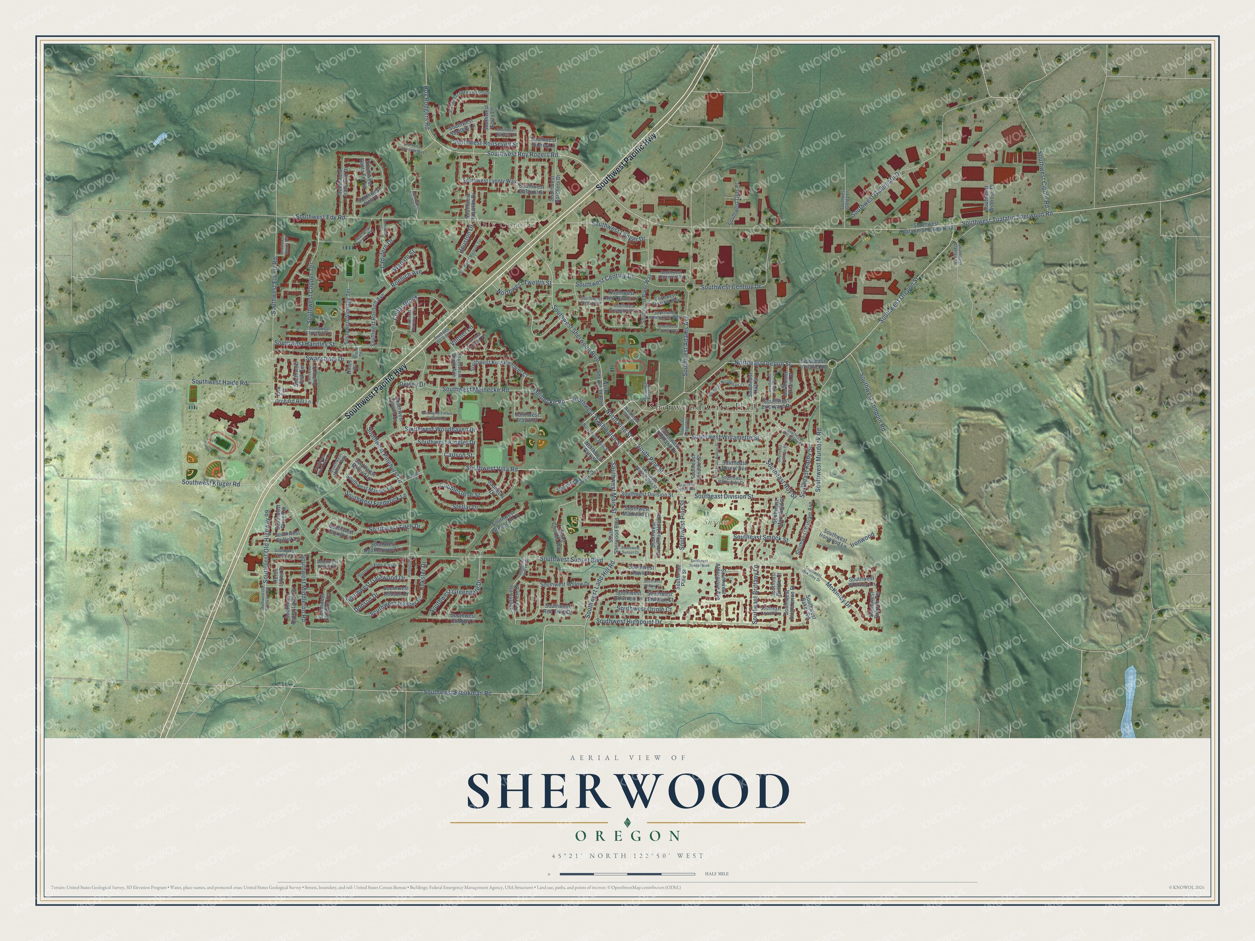 Watermarked full-map preview of Sherwood, Oregon