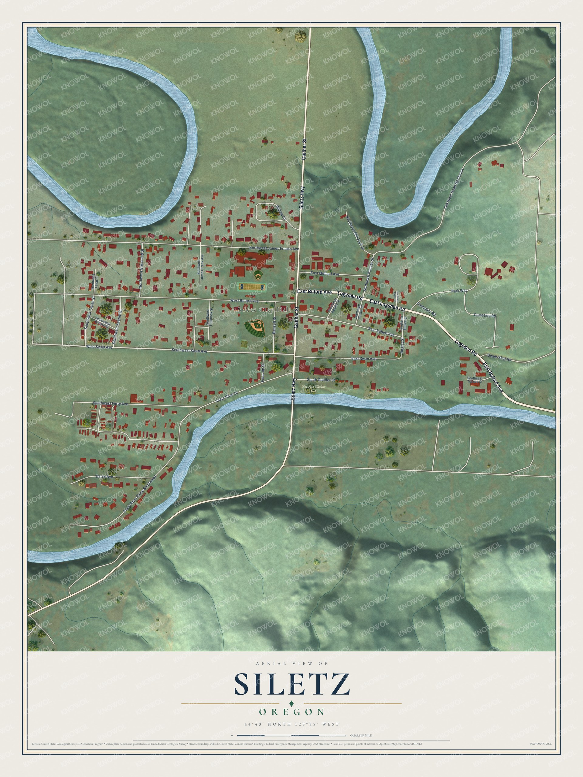 Watermarked full-map preview of Siletz, Oregon