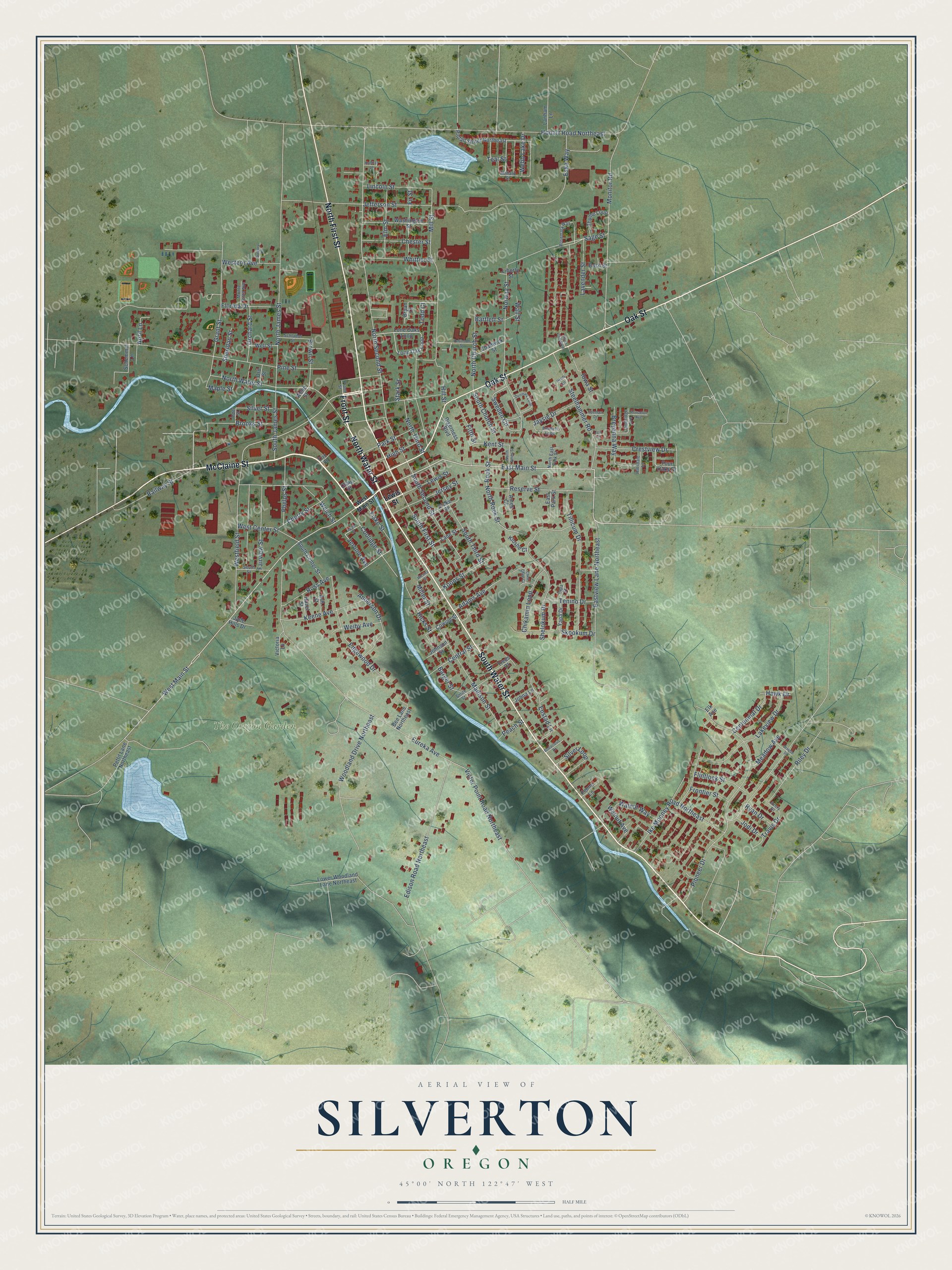 Watermarked full-map preview of Silverton, Oregon