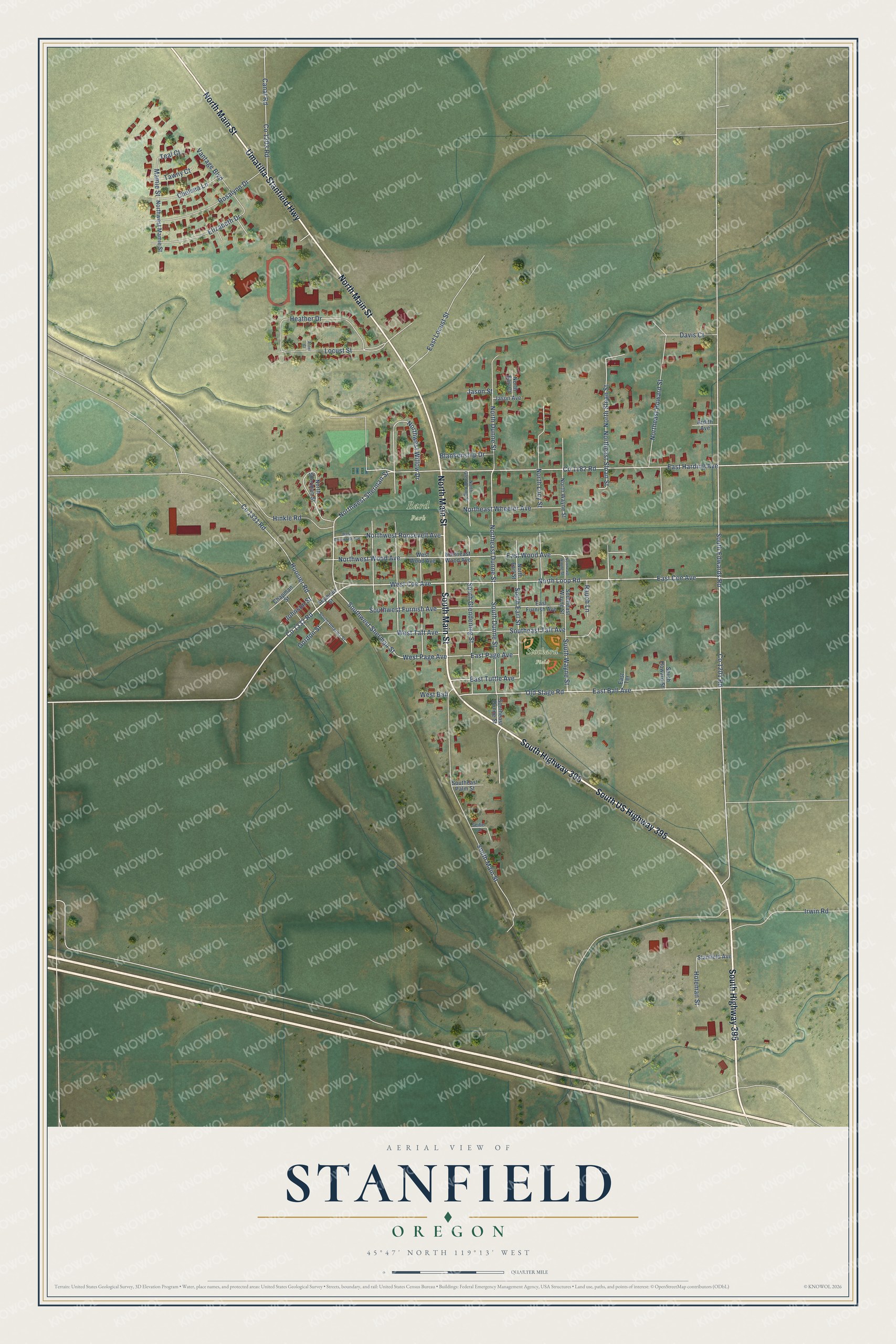 Watermarked full-map preview of Stanfield, Oregon