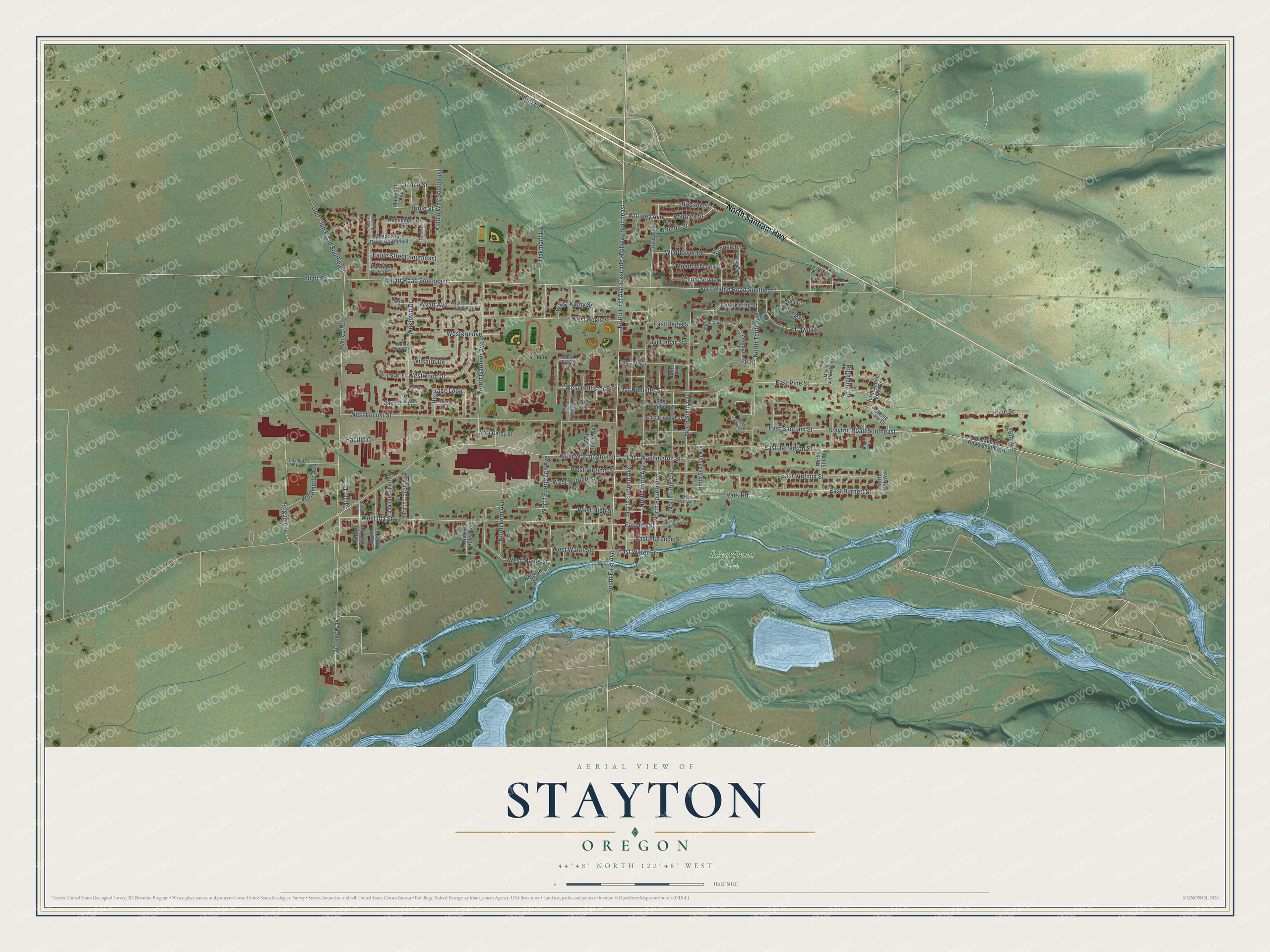 Watermarked full-map preview of Stayton, Oregon