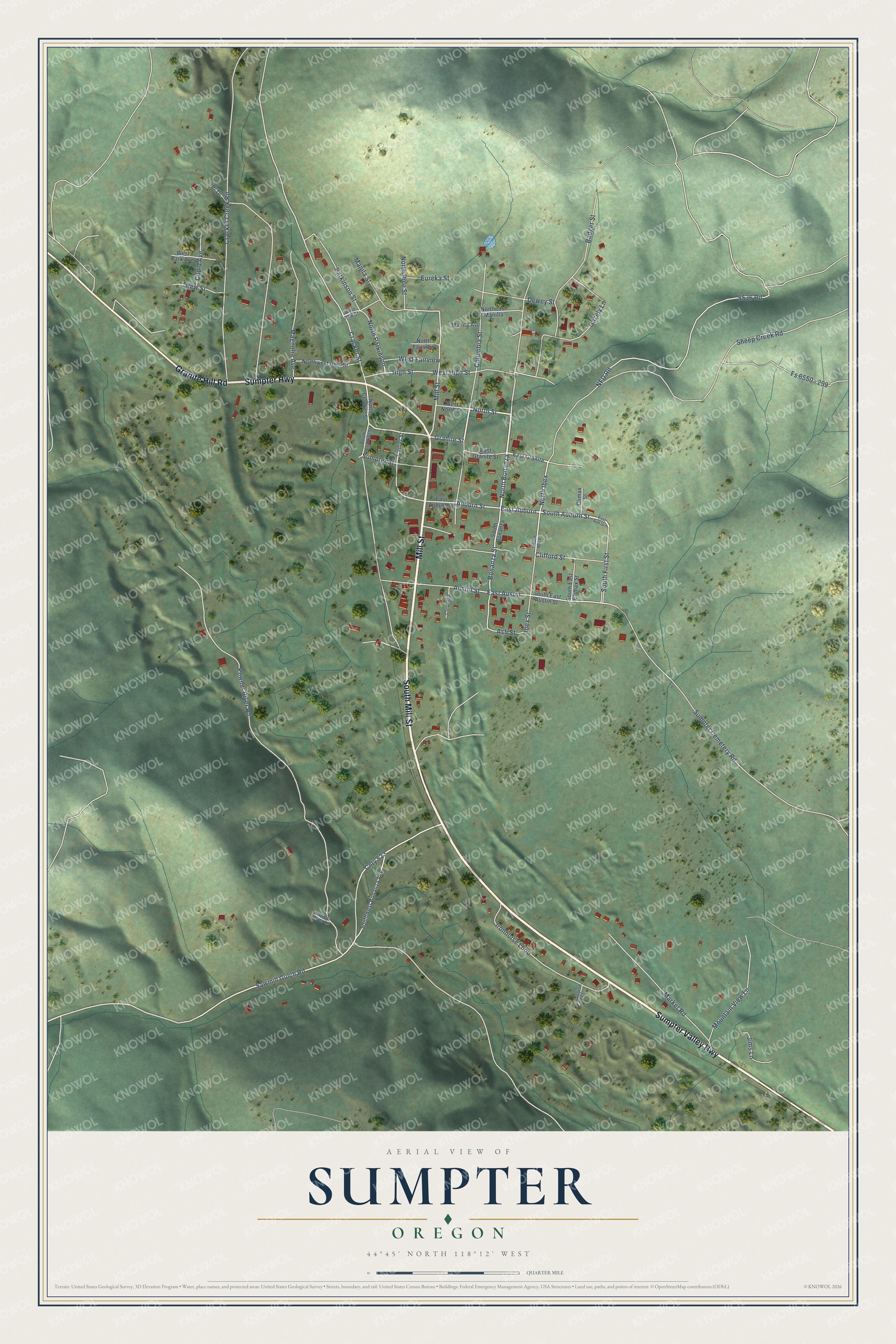 Watermarked full-map preview of Sumpter, Oregon
