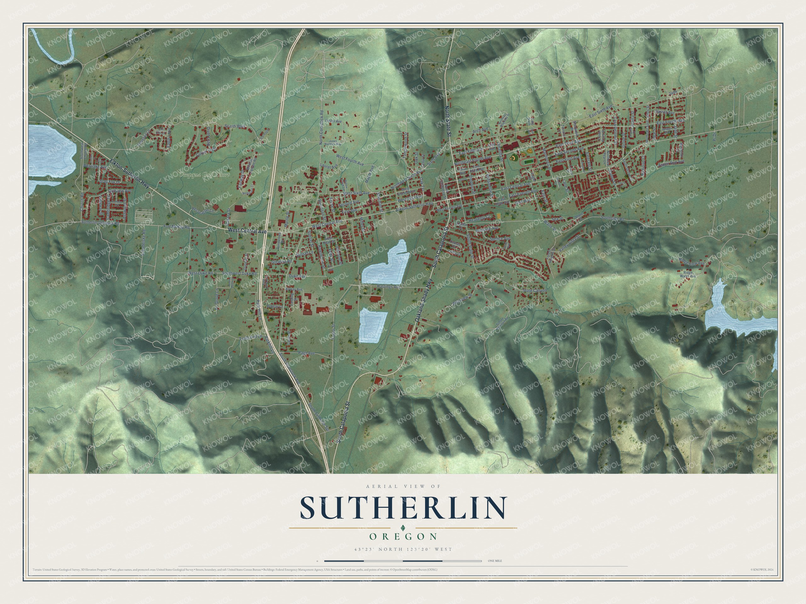 Watermarked full-map preview of Sutherlin, Oregon