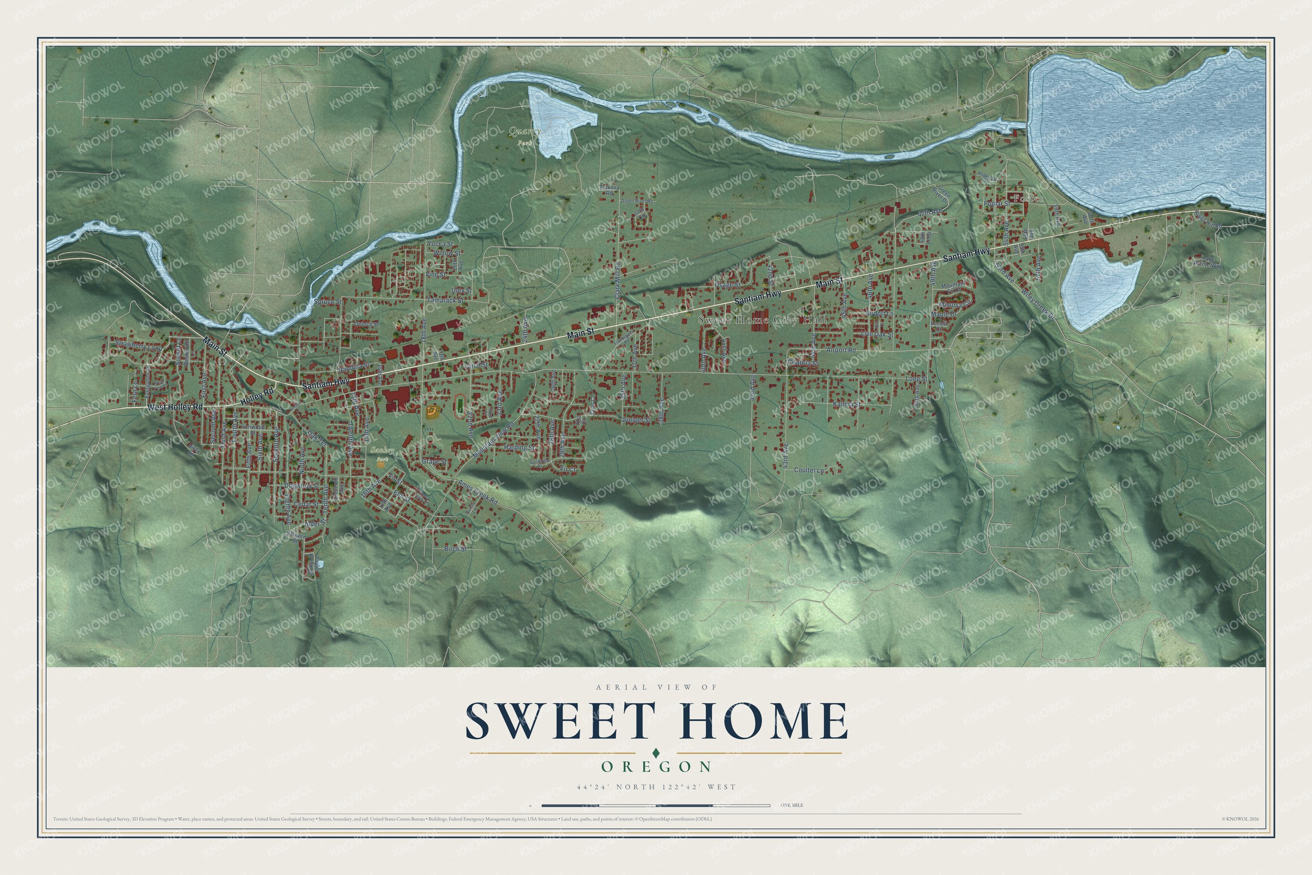 Watermarked full-map preview of Sweet Home, Oregon