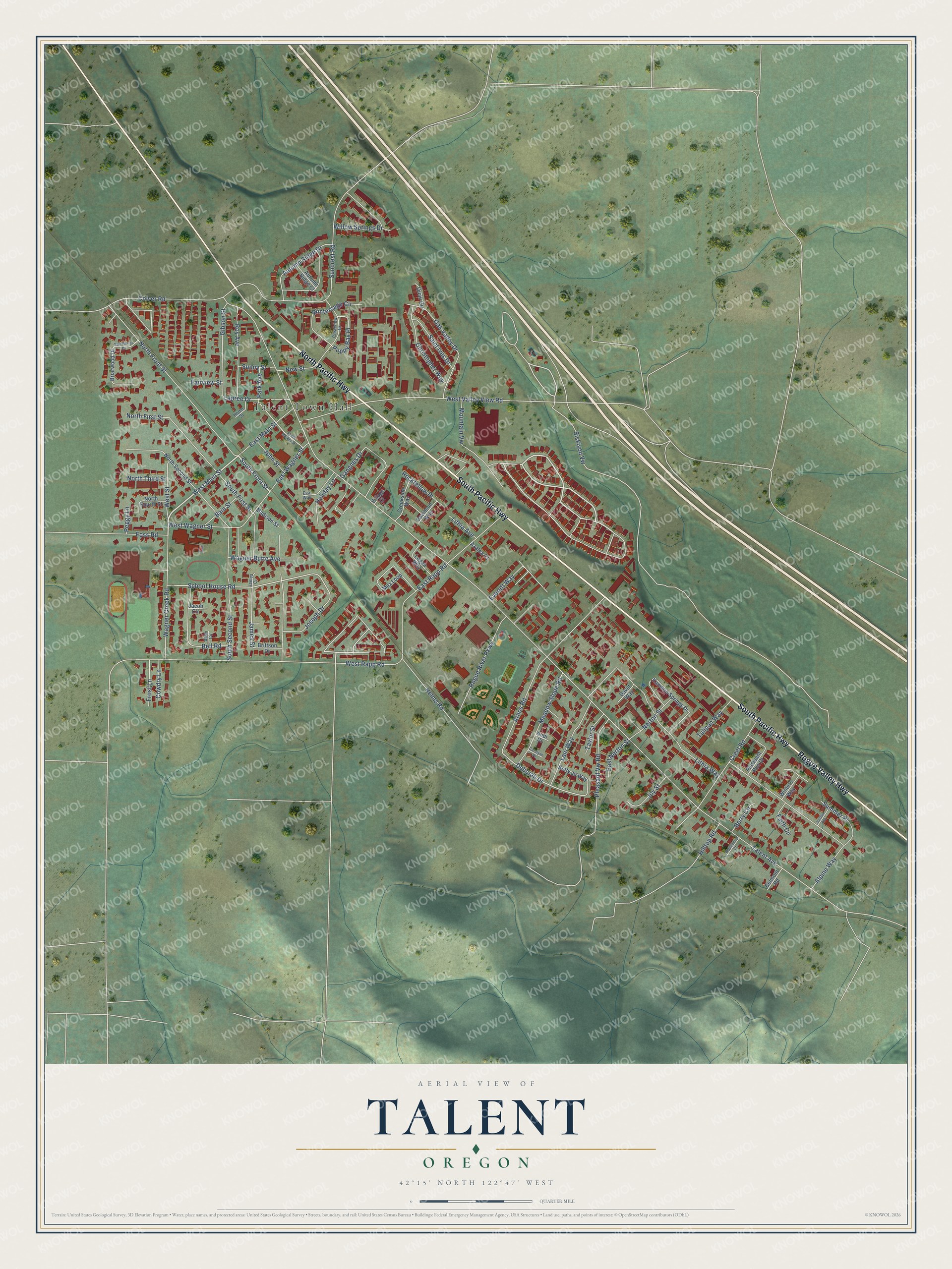 Watermarked full-map preview of Talent, Oregon