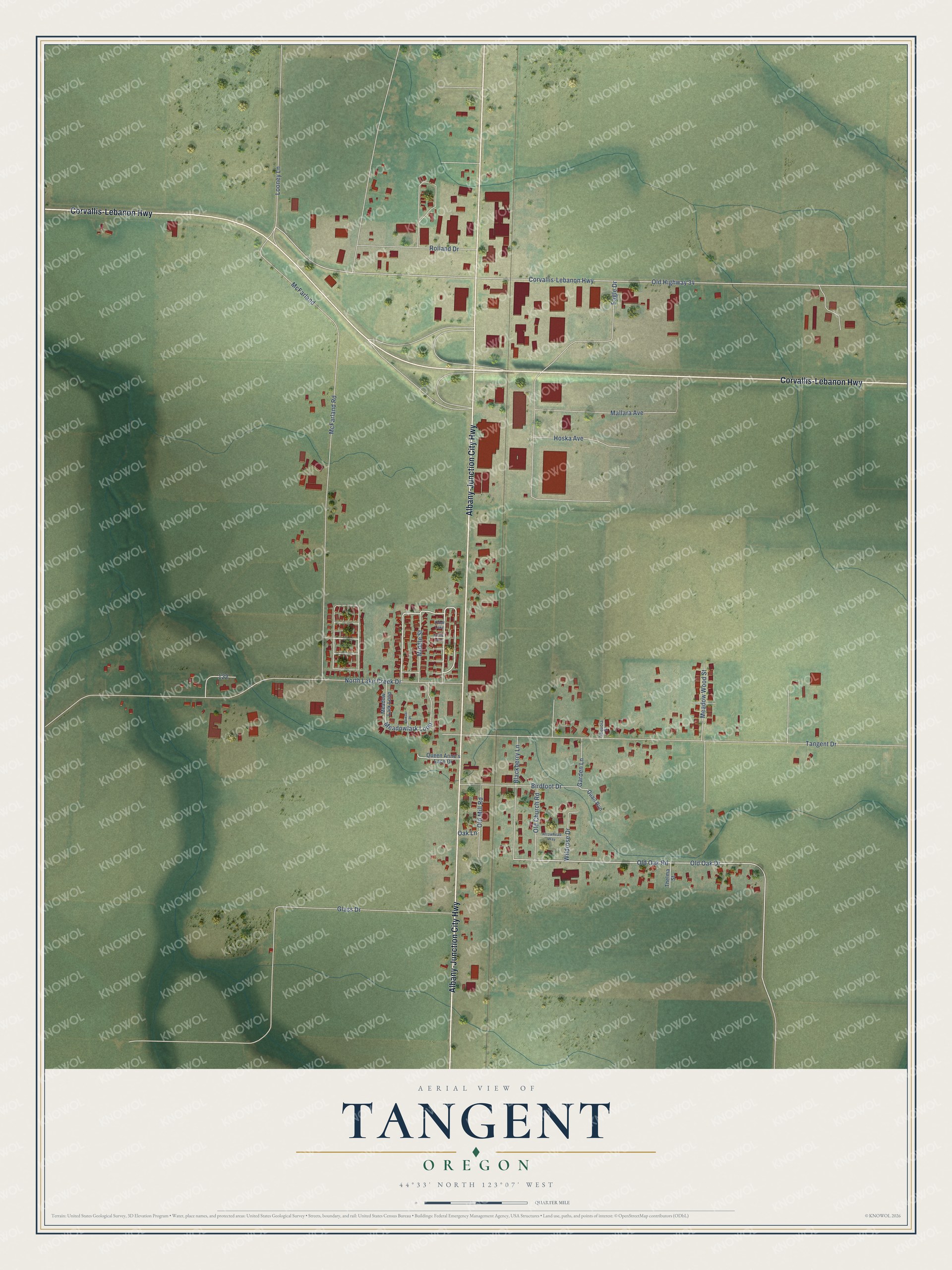 Watermarked full-map preview of Tangent, Oregon