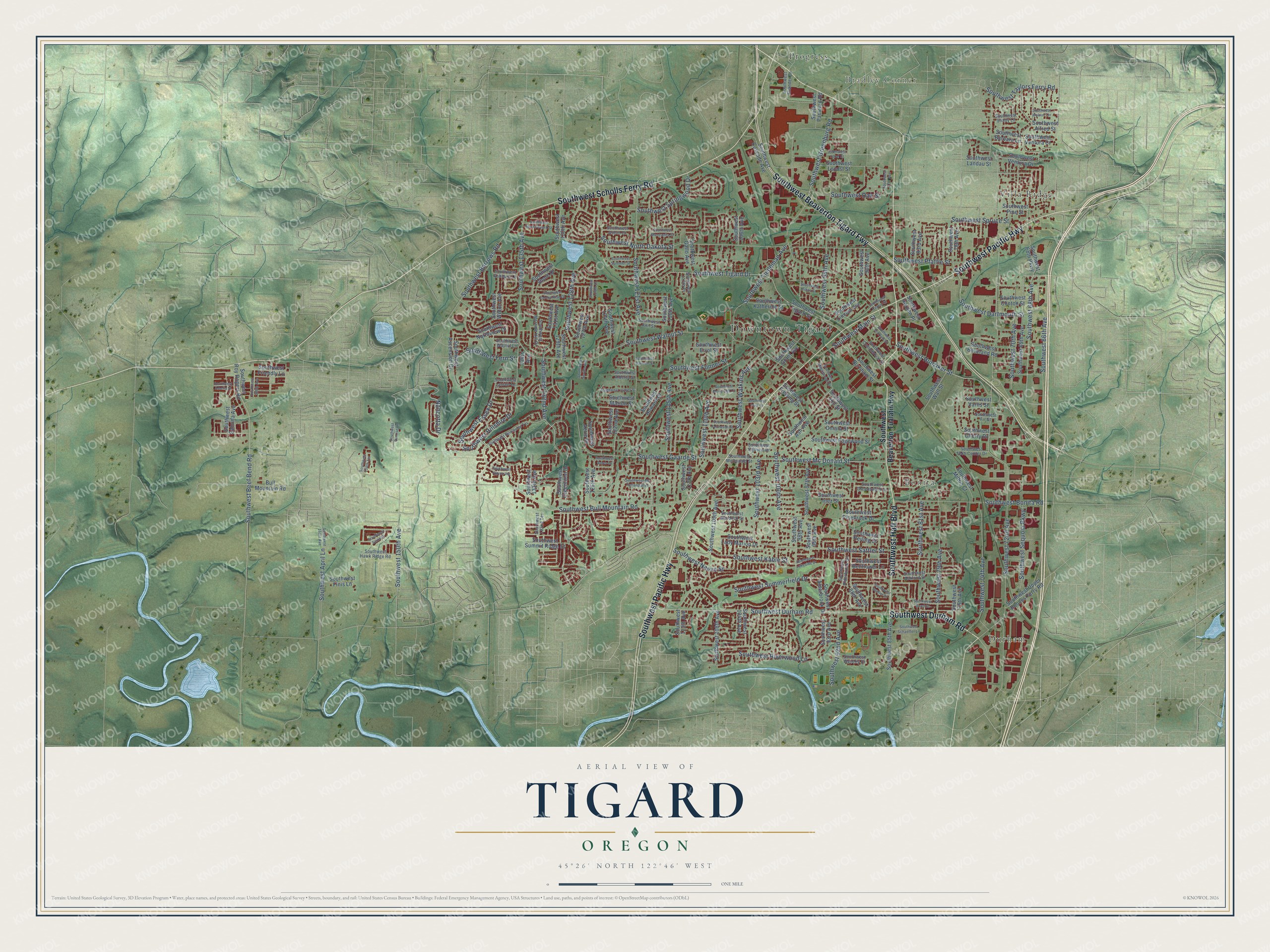 Watermarked full-map preview of Tigard, Oregon