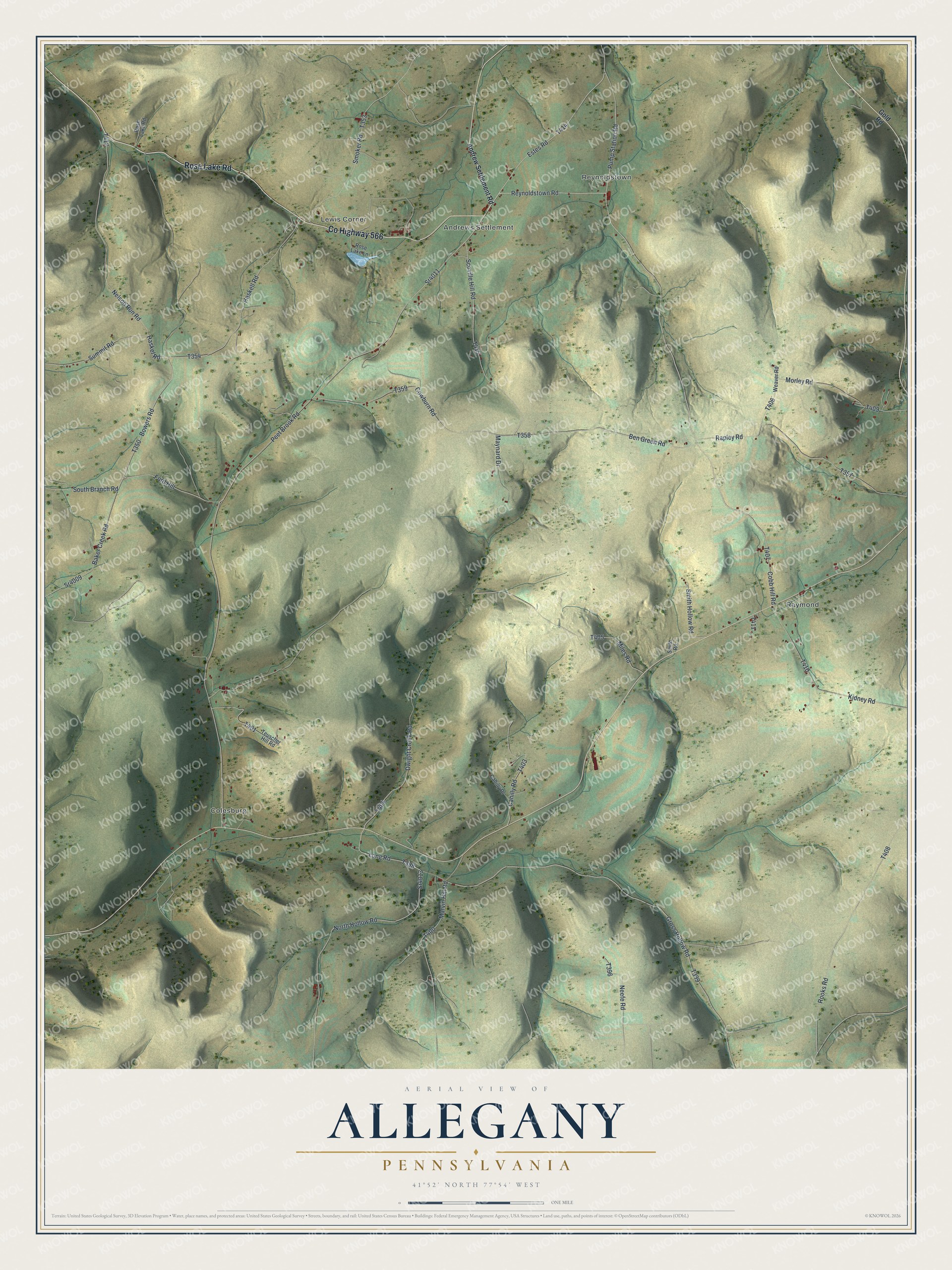Watermarked full-map preview of Allegany, Pennsylvania