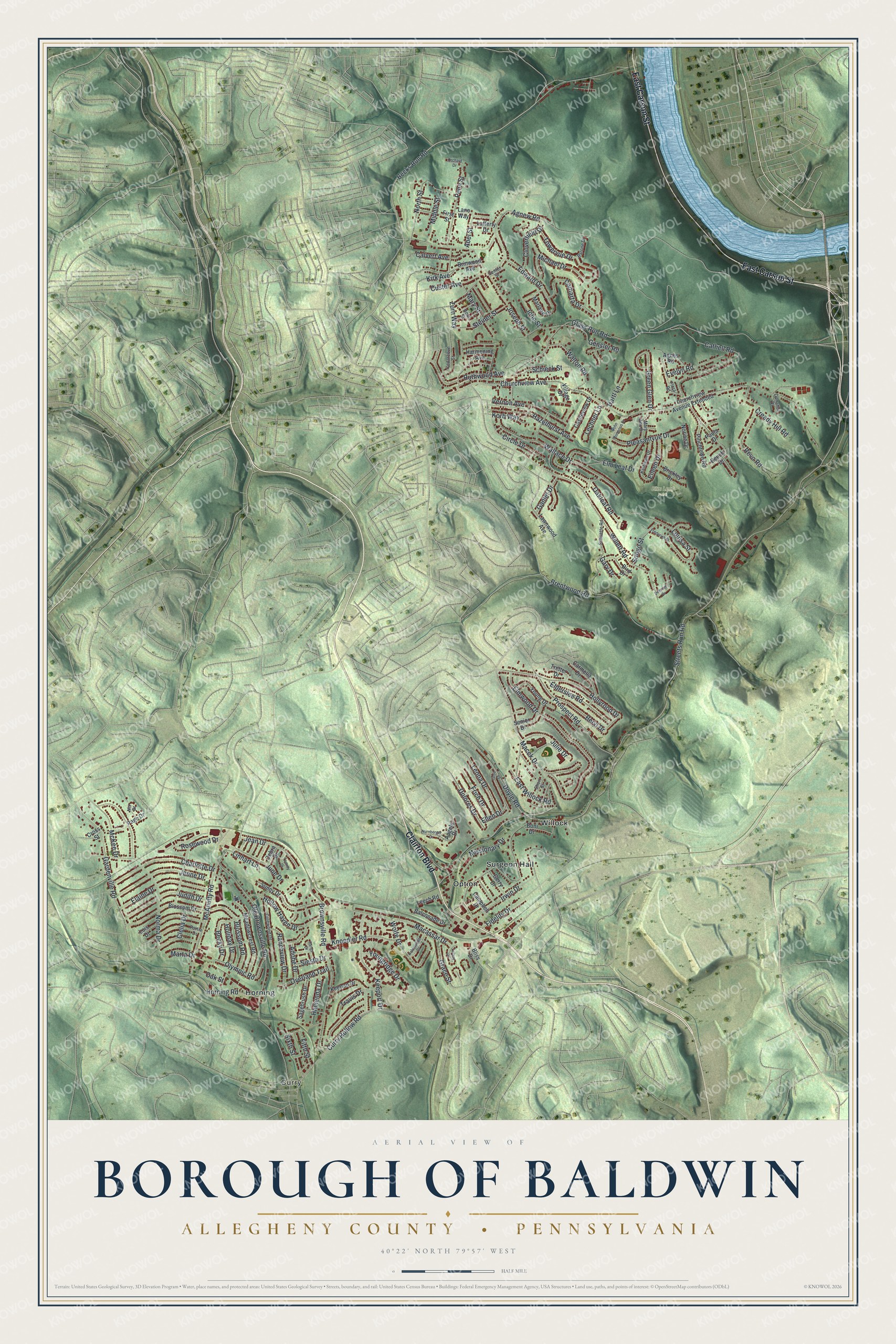 Watermarked full-map preview of Borough of Baldwin, Pennsylvania