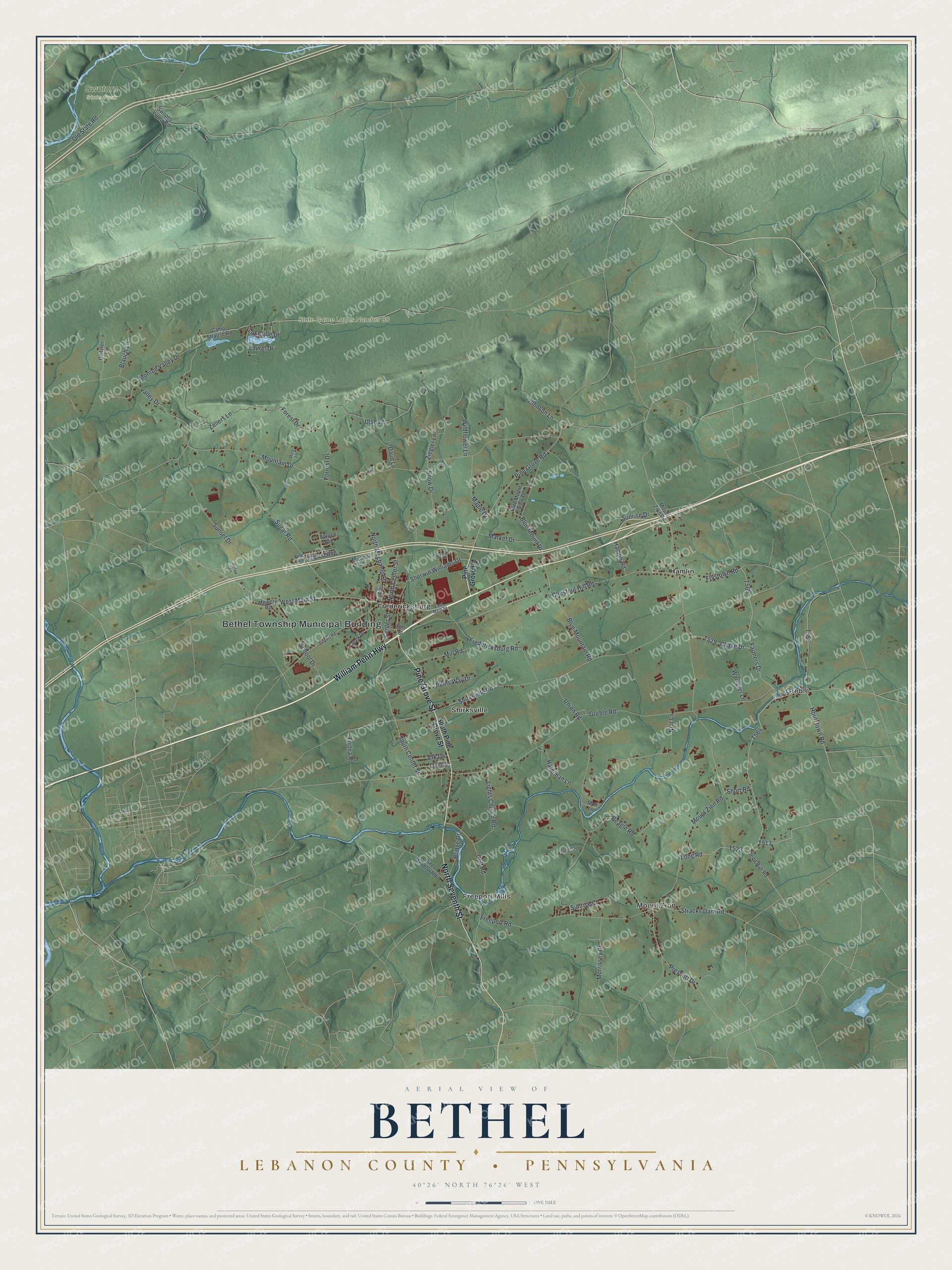 Watermarked full-map preview of Bethel, Pennsylvania