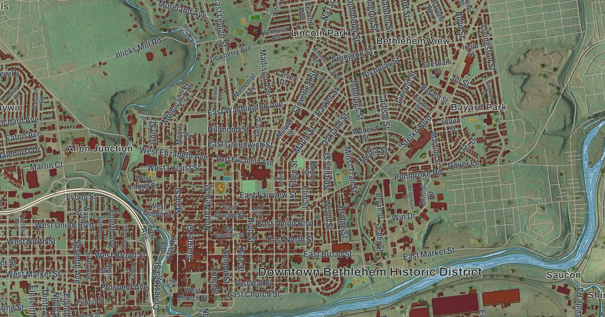 Map of Bethlehem, Lehigh County, Pennsylvania in 2026