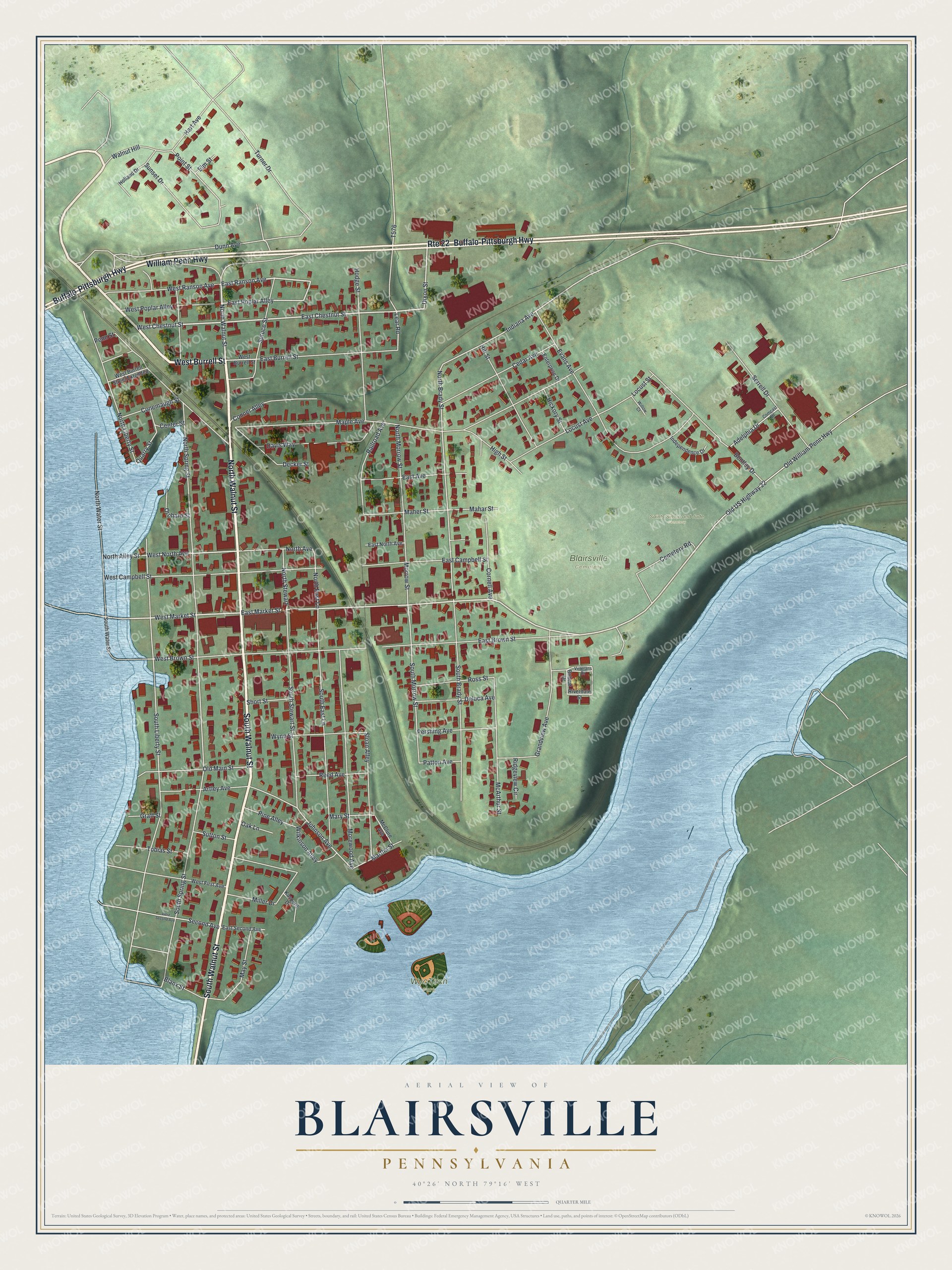 Watermarked full-map preview of Blairsville, Pennsylvania