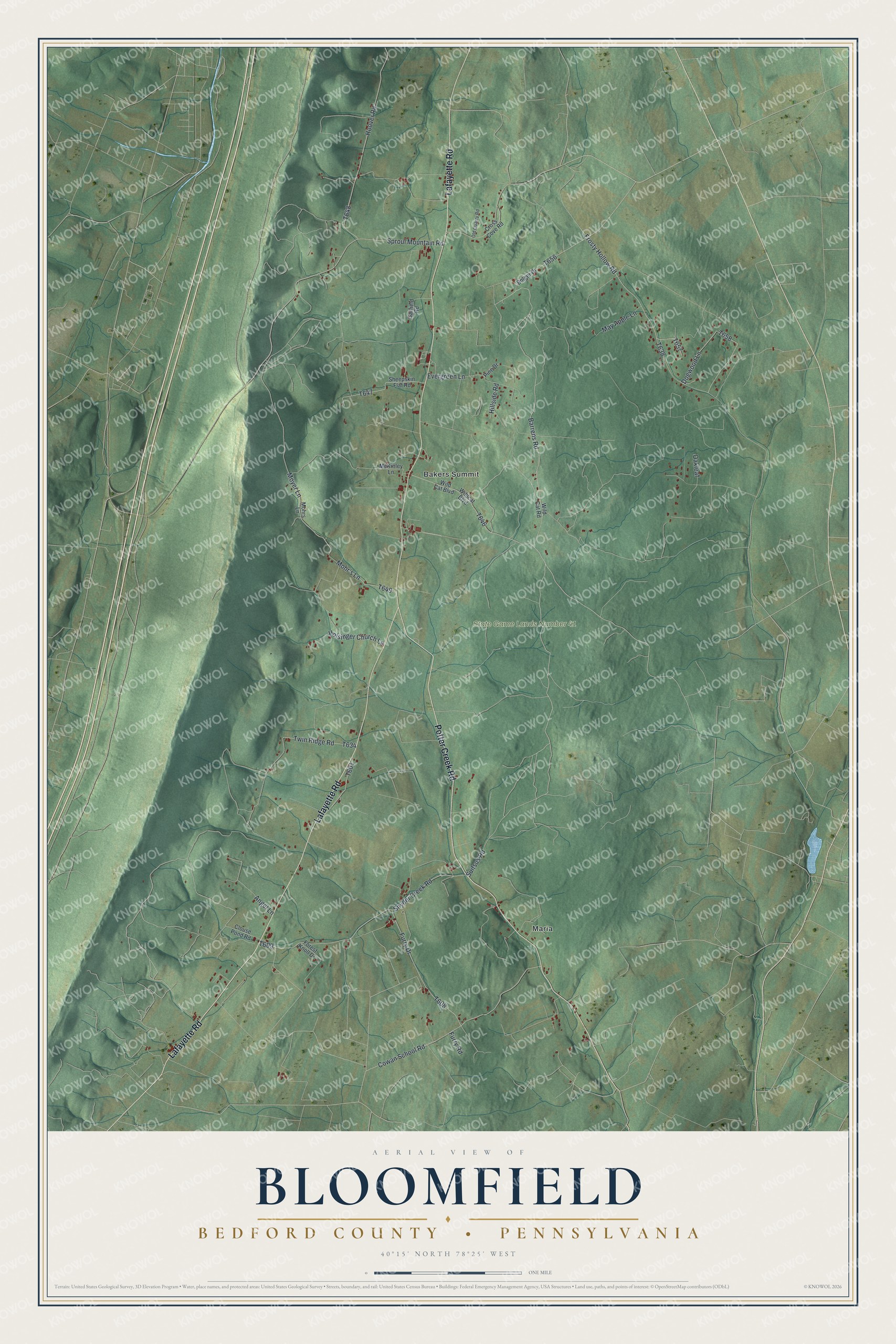Watermarked full-map preview of Bloomfield, Pennsylvania