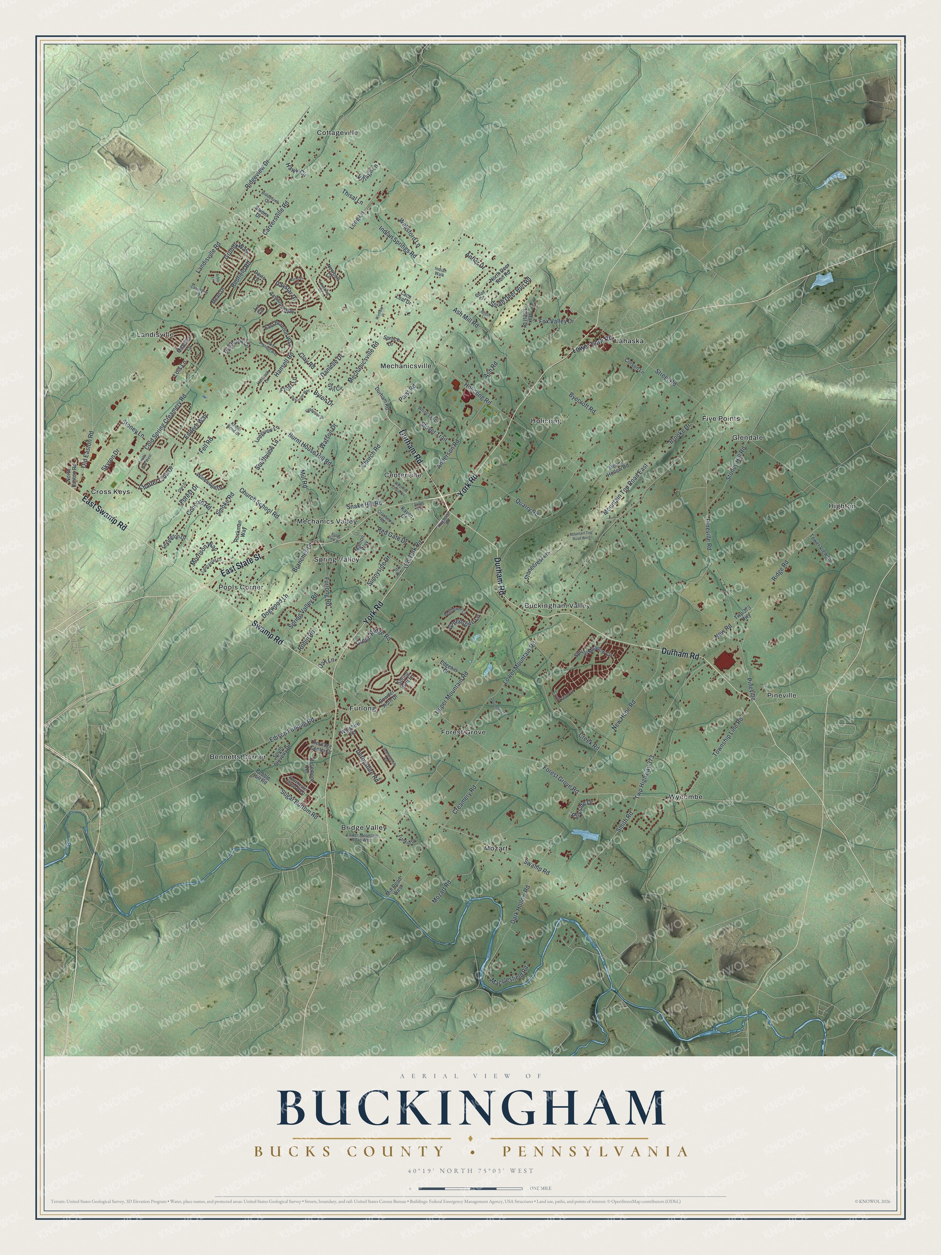 Watermarked full-map preview of Buckingham, Pennsylvania