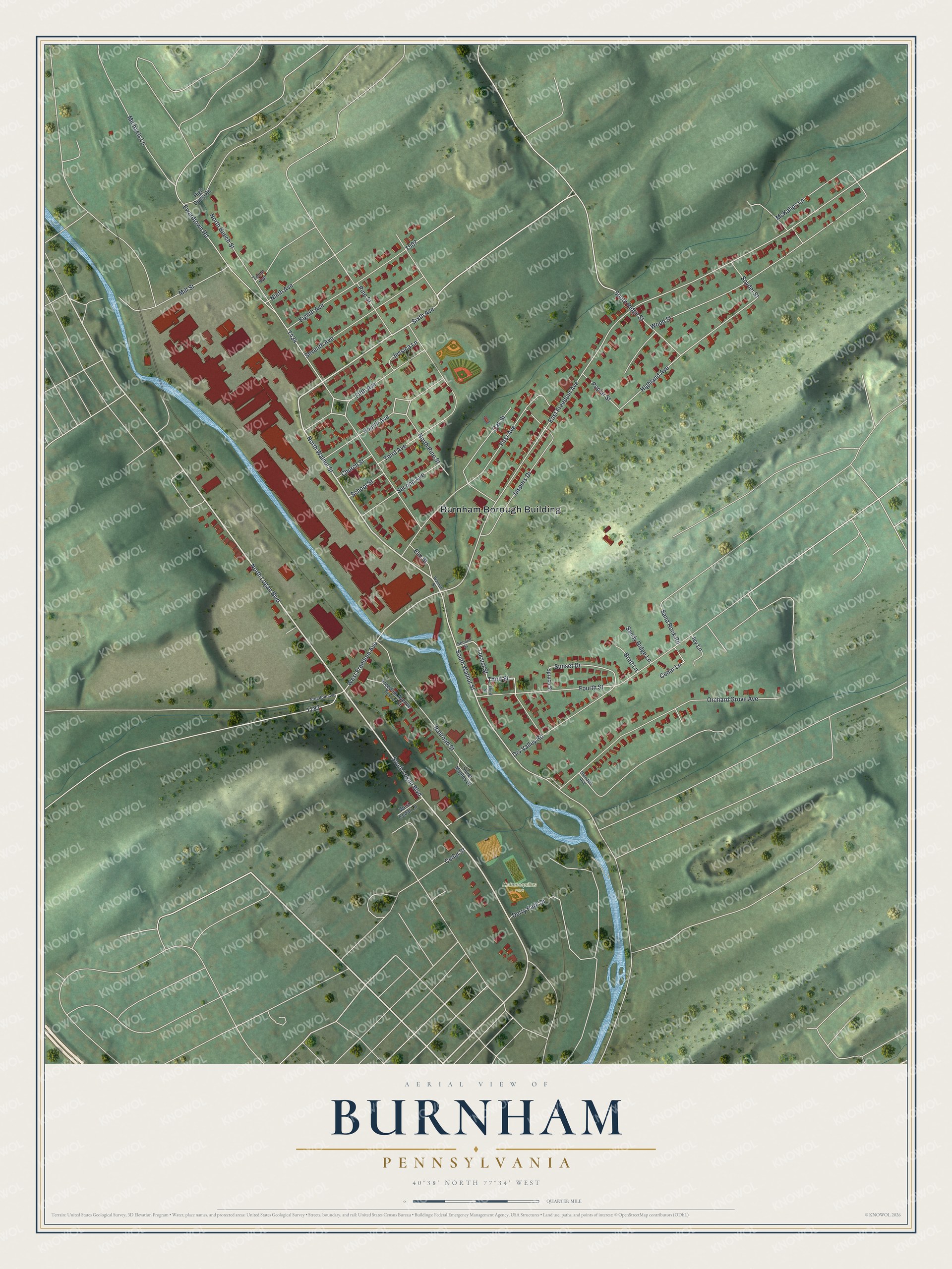 Watermarked full-map preview of Burnham, Pennsylvania