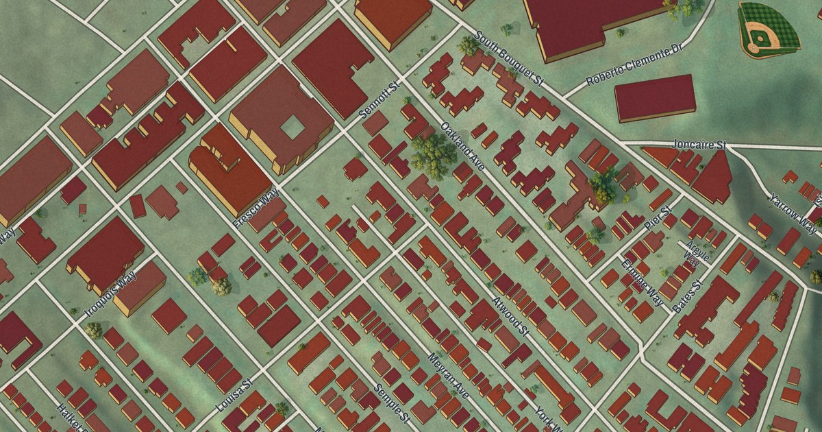 Map of Central Oakland, Pennsylvania in 2026