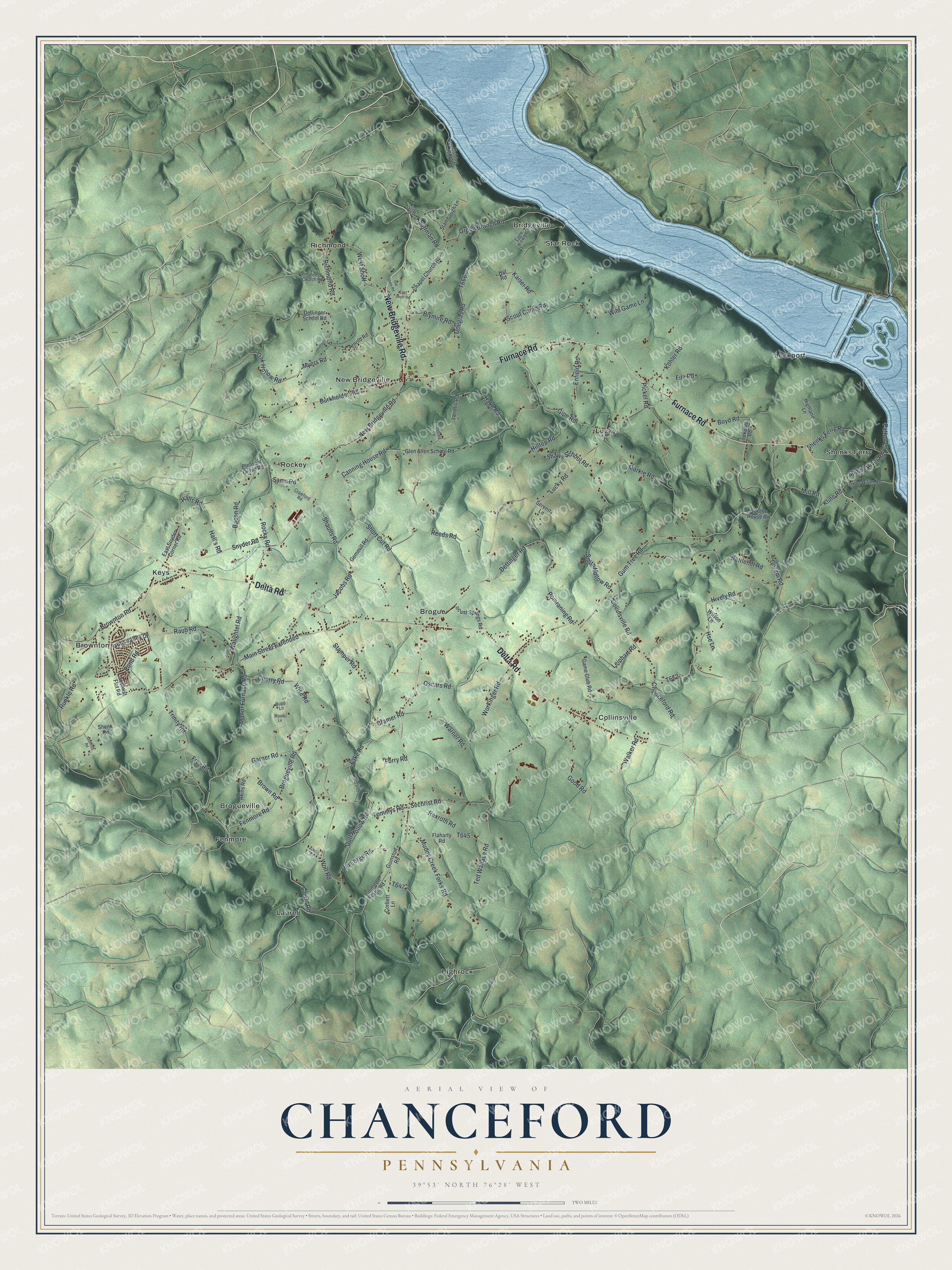 Watermarked full-map preview of Chanceford, Pennsylvania