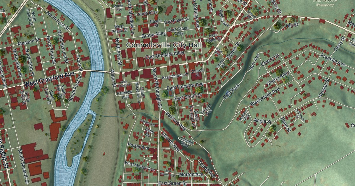 Map of Connellsville City, Pennsylvania in 2026