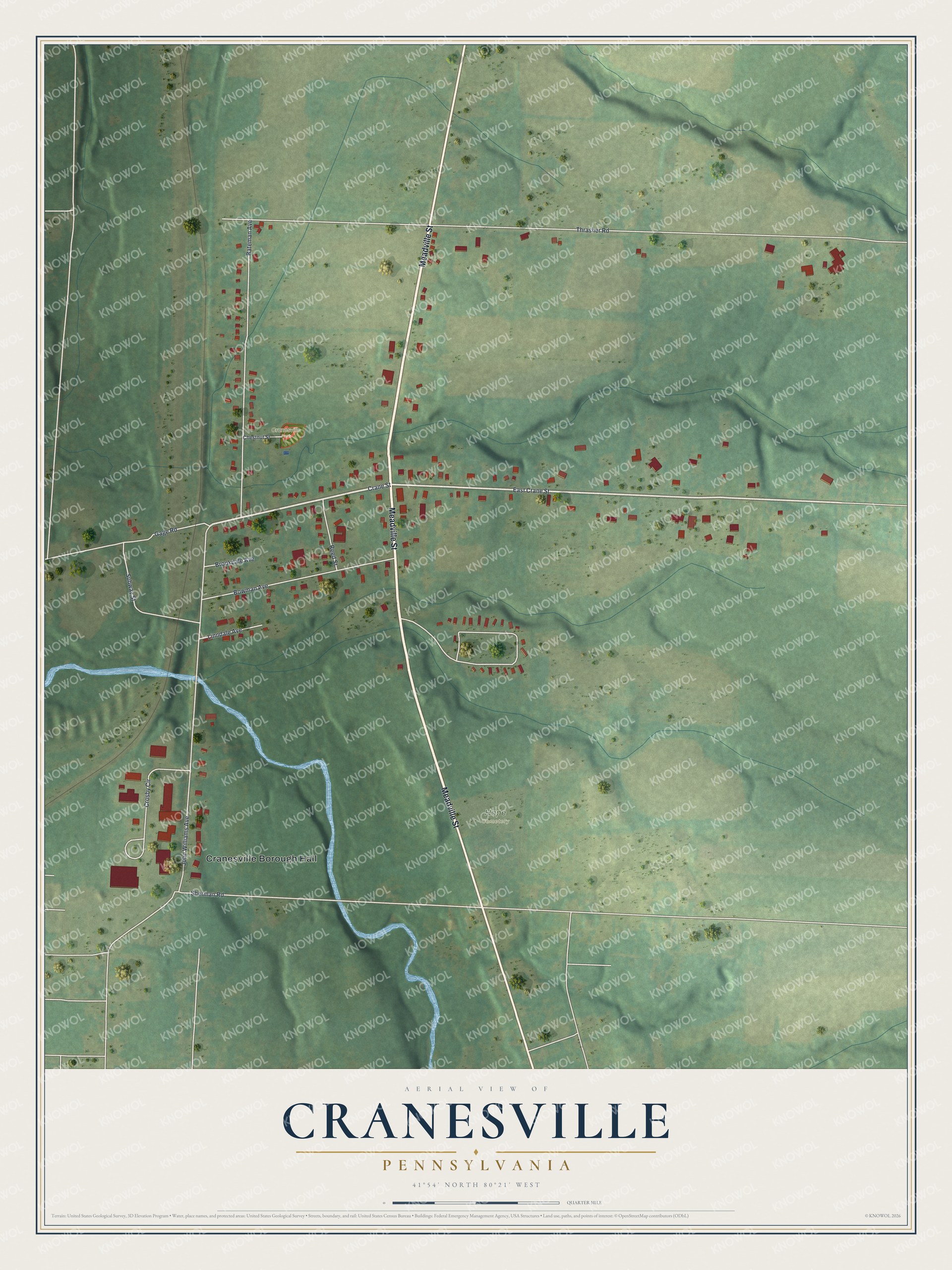 Watermarked full-map preview of Cranesville, Pennsylvania