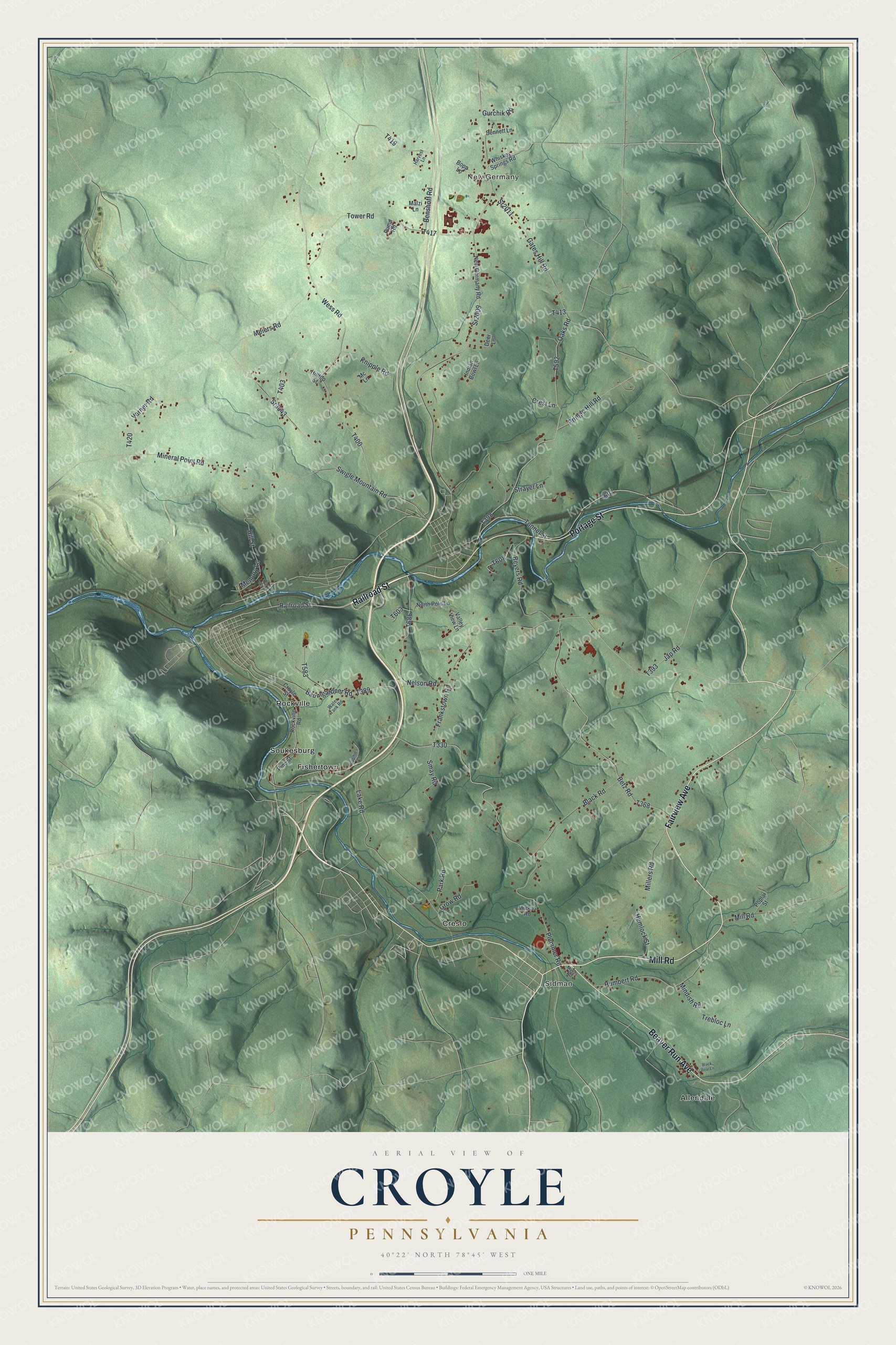Watermarked full-map preview of Croyle, Pennsylvania