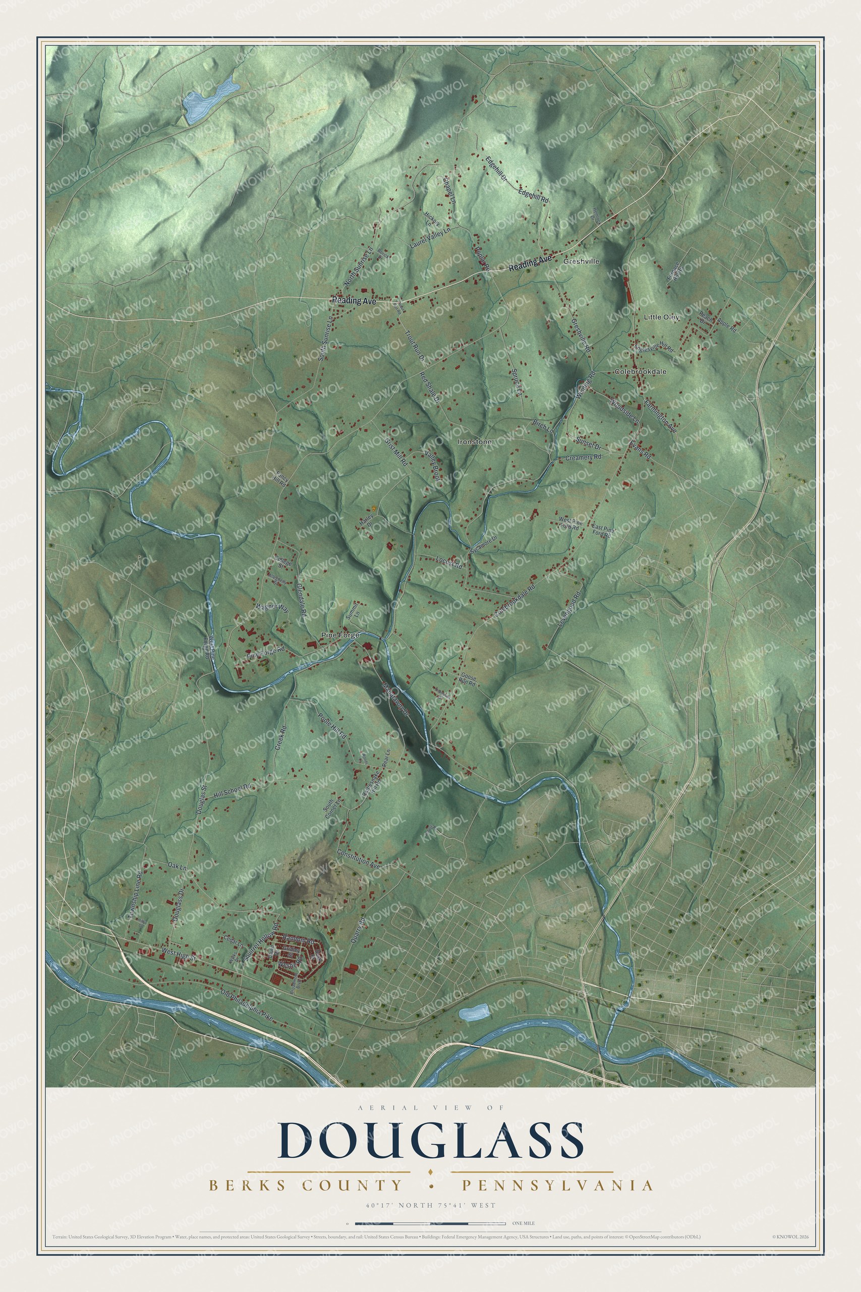 Watermarked full-map preview of Douglass, Pennsylvania