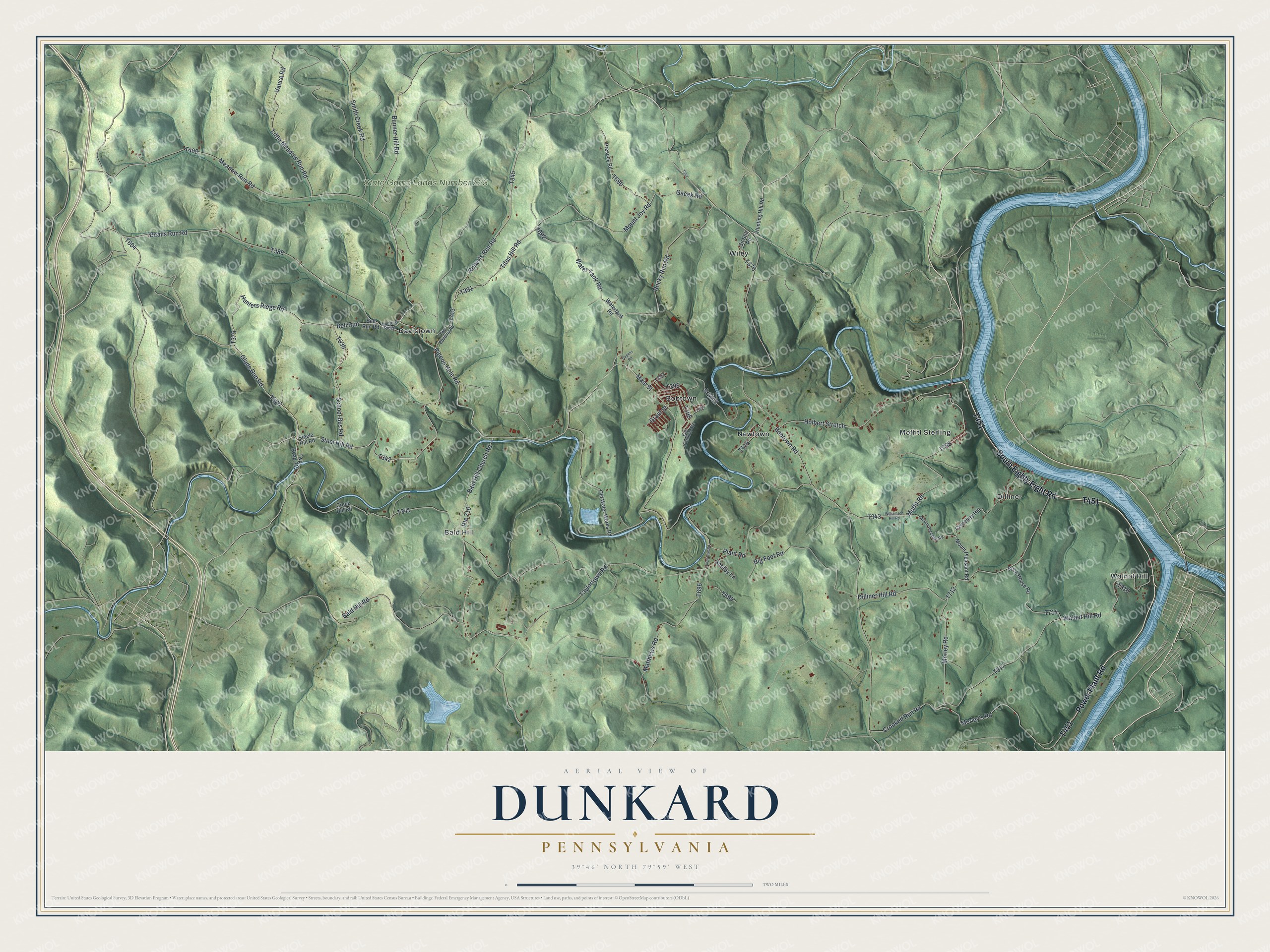 Watermarked full-map preview of Dunkard, Pennsylvania