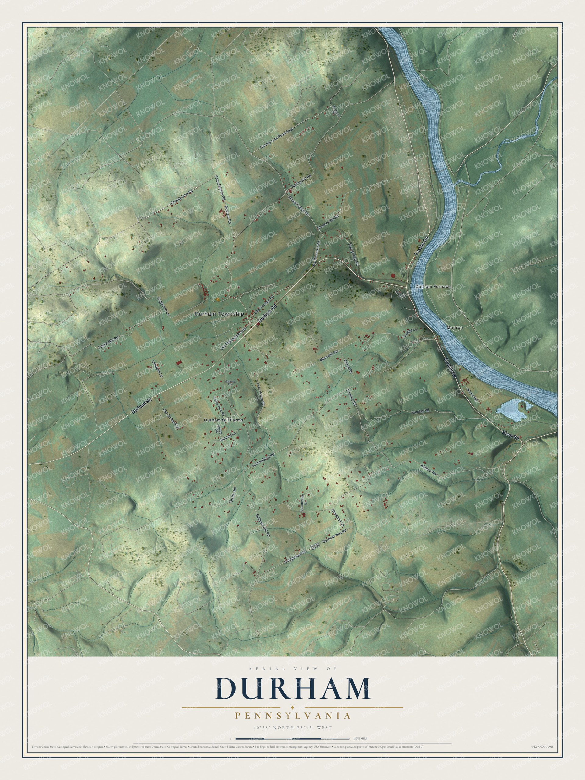 Watermarked full-map preview of Durham, Pennsylvania