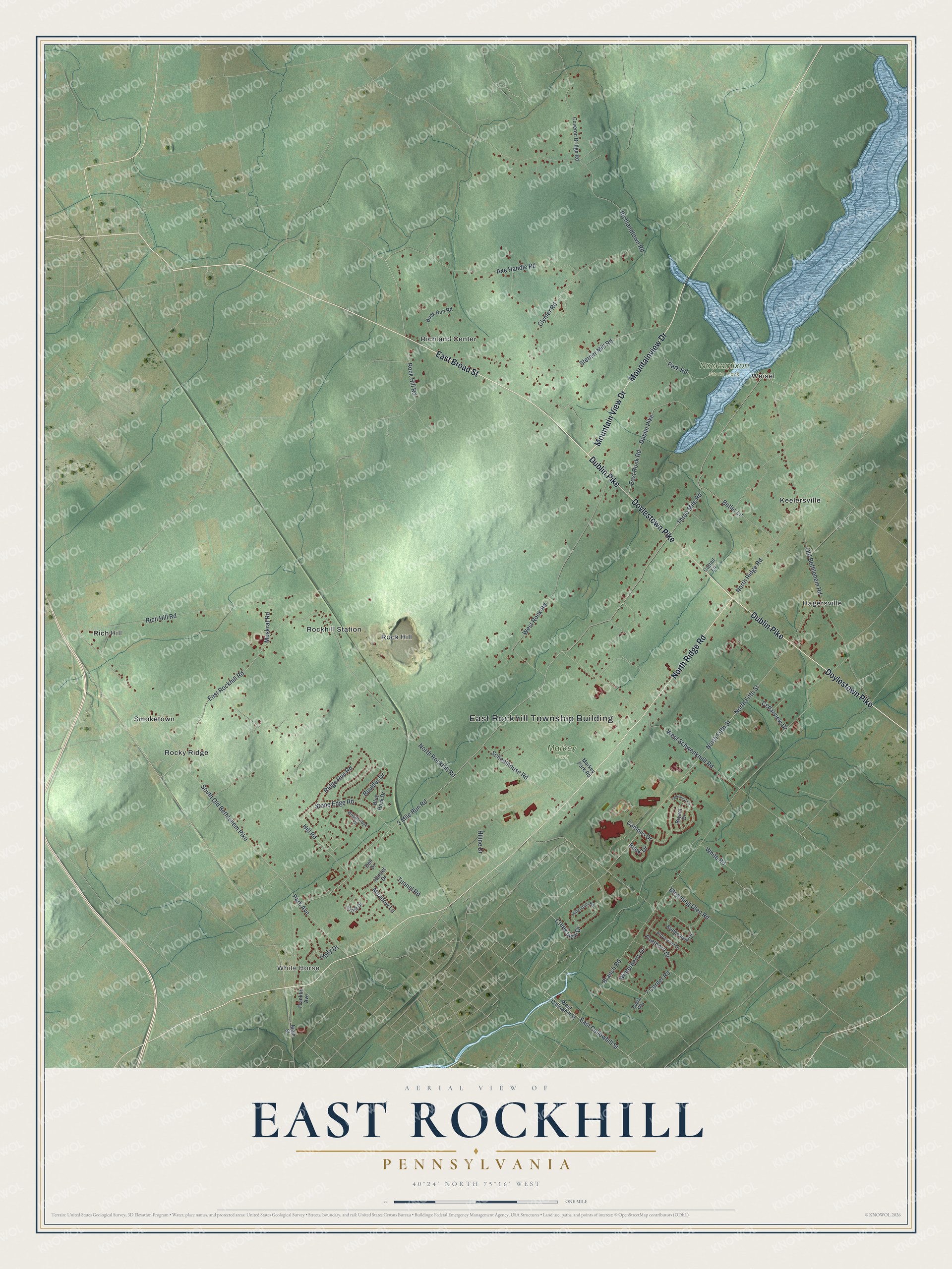 Watermarked full-map preview of East Rockhill, Pennsylvania