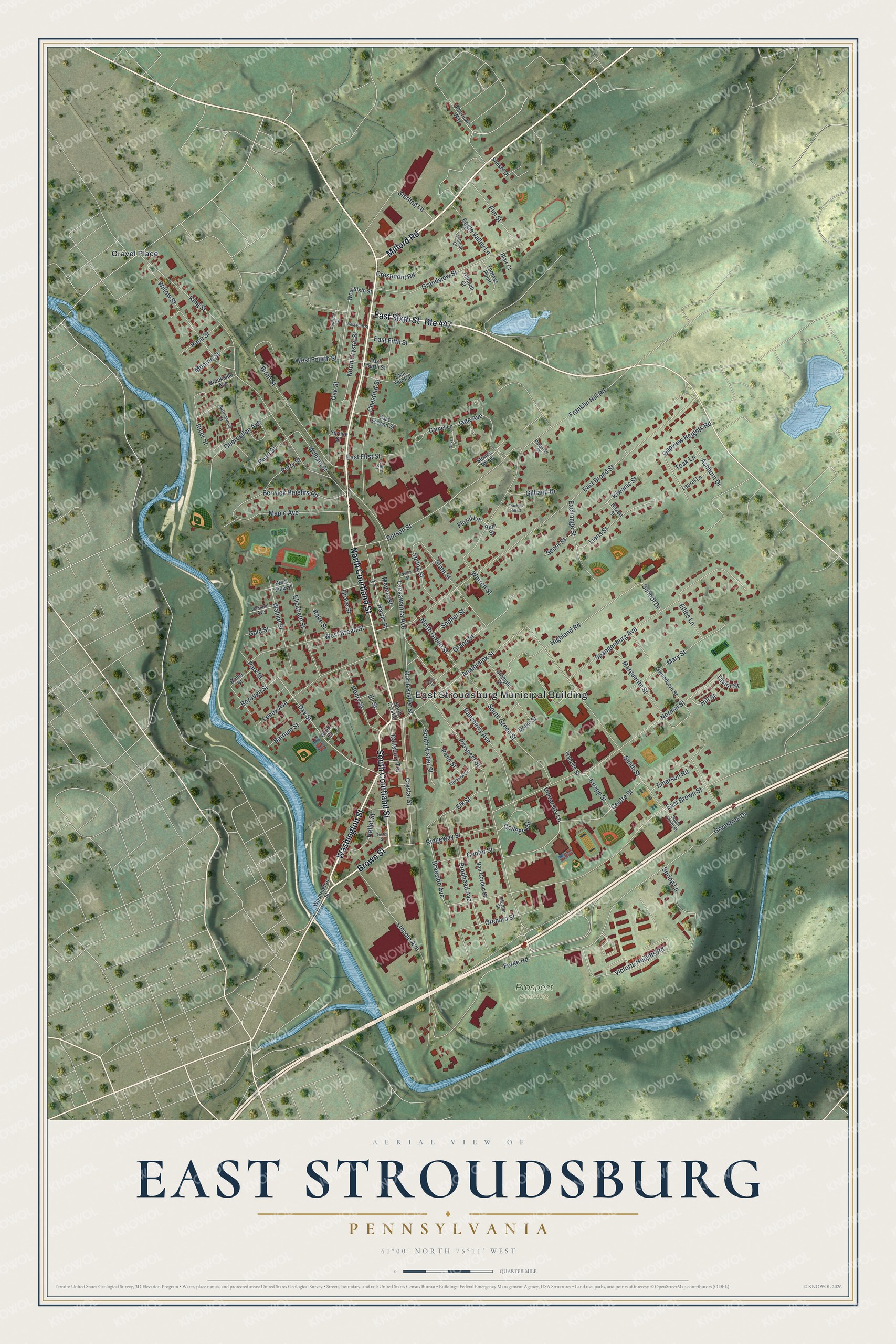 Watermarked full-map preview of East Stroudsburg, Pennsylvania