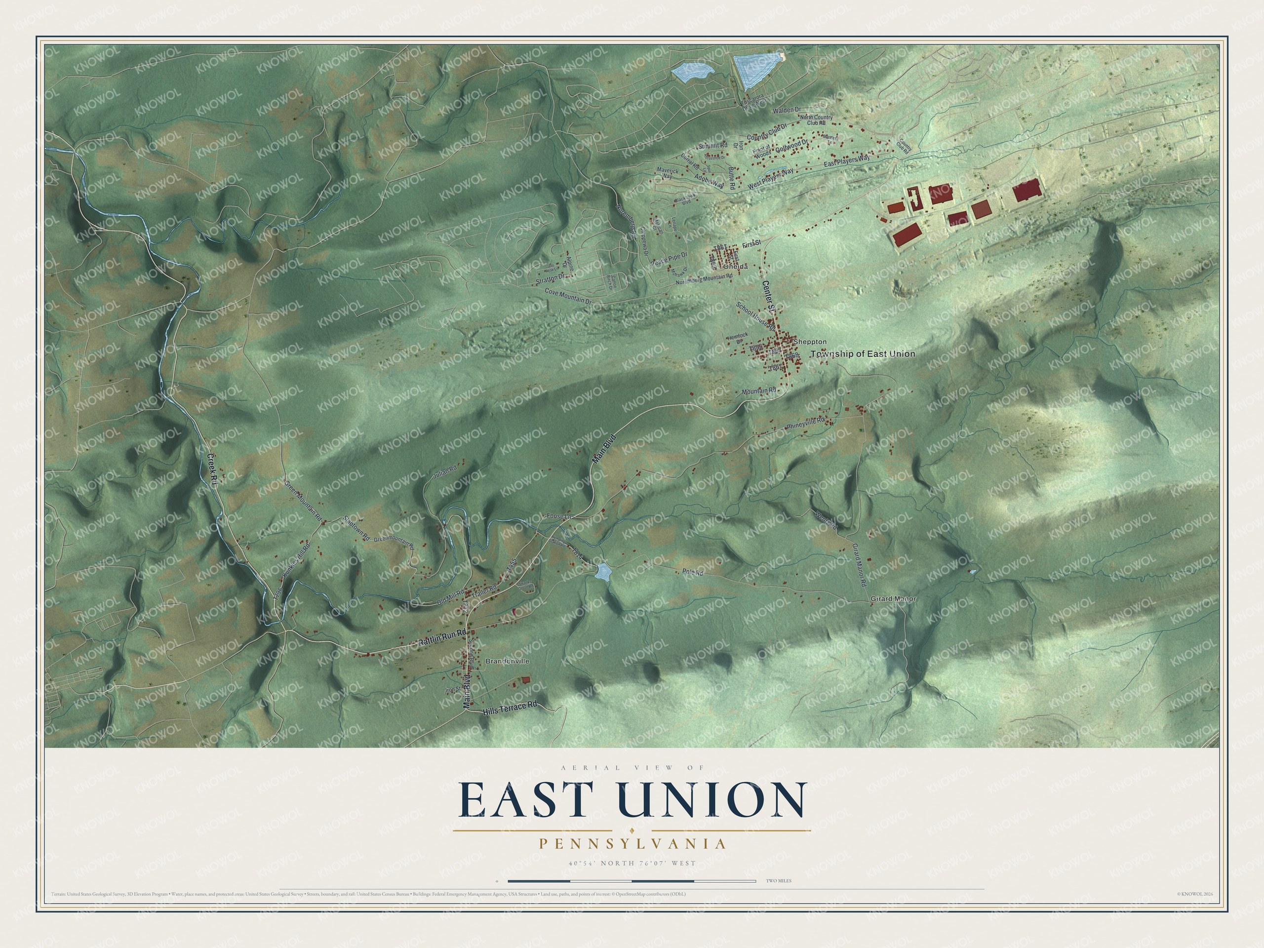 Watermarked full-map preview of East Union, Pennsylvania