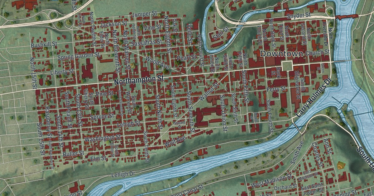 Map of Easton, Pennsylvania in 2026