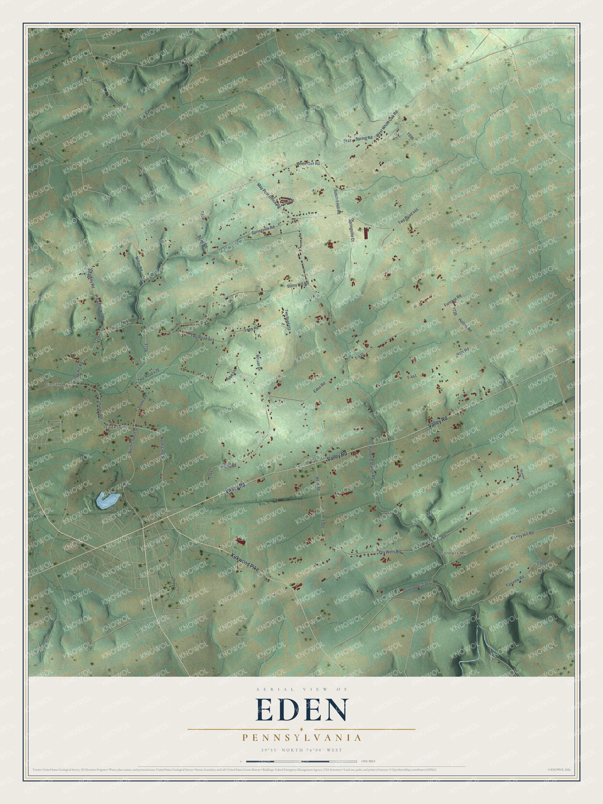 Watermarked full-map preview of Eden, Pennsylvania