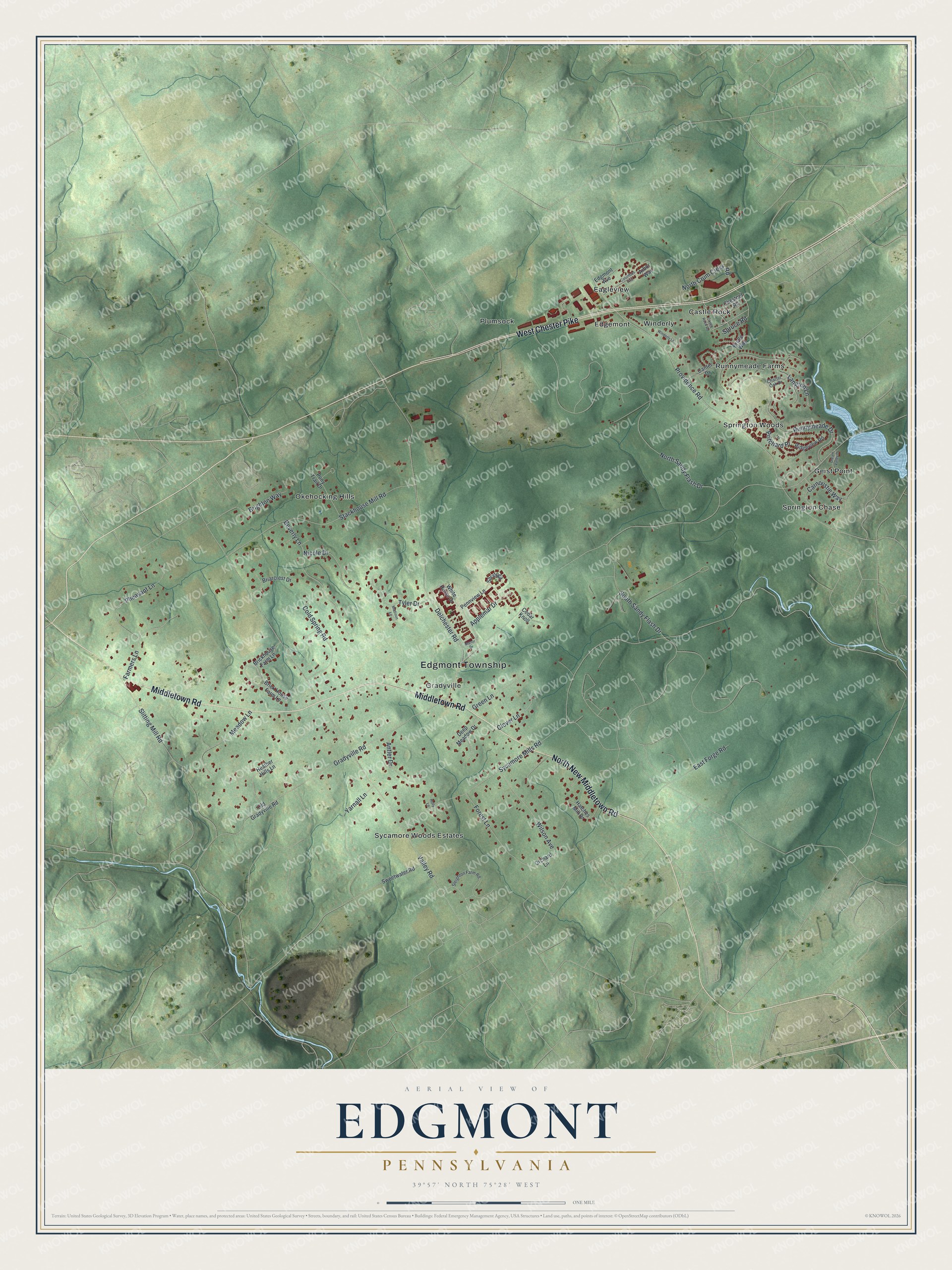 Watermarked full-map preview of Edgmont, Pennsylvania