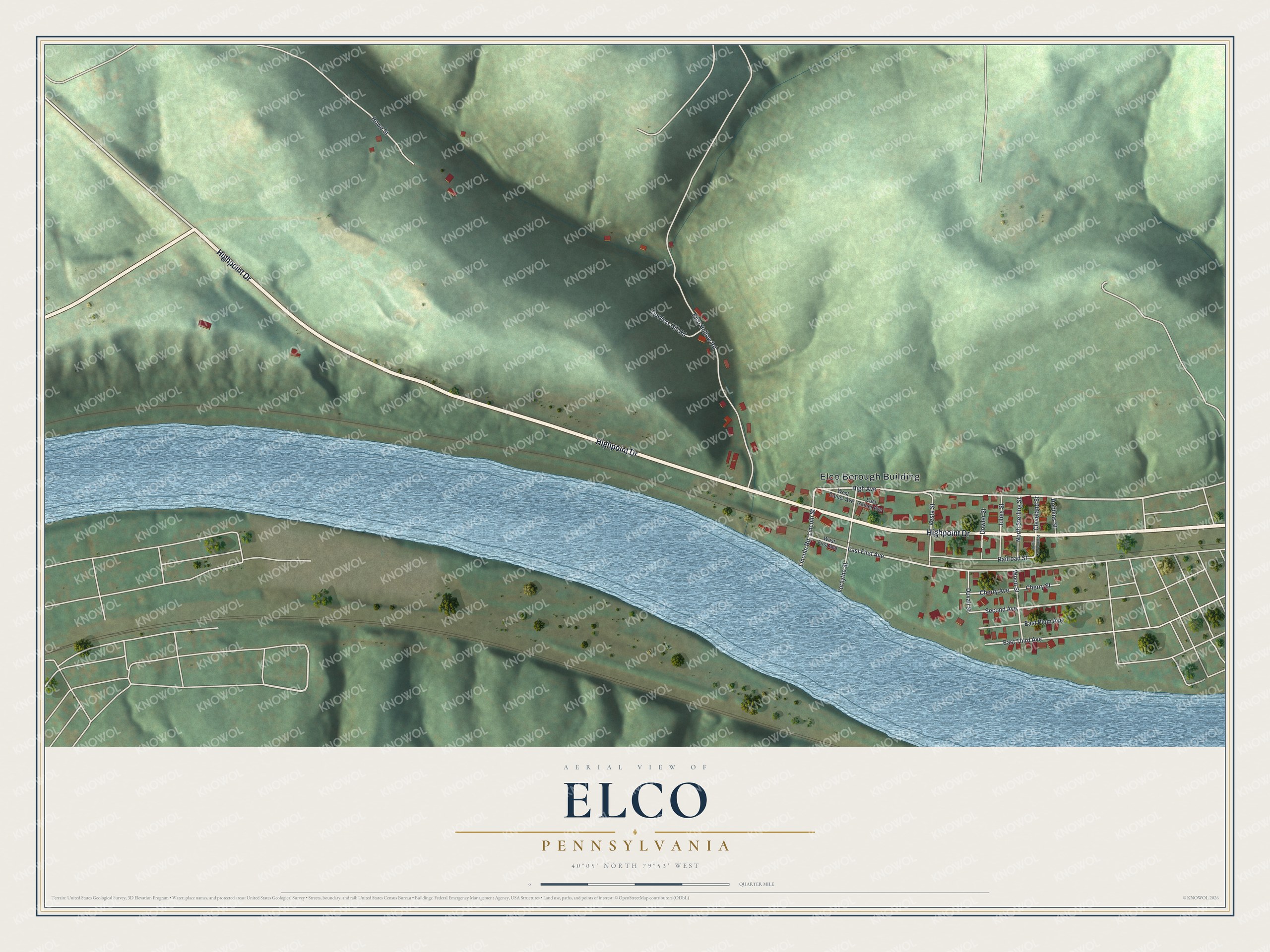 Watermarked full-map preview of Elco, Pennsylvania