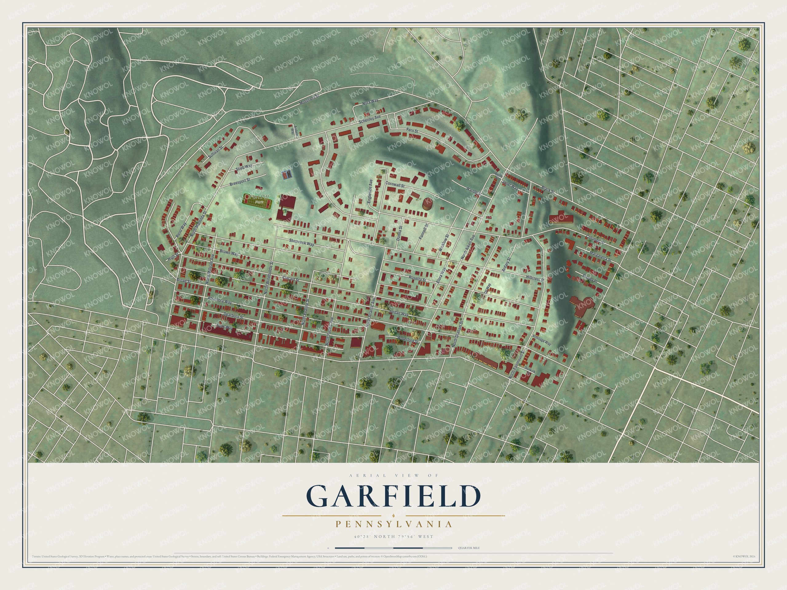 Watermarked full-map preview of Garfield, Pennsylvania