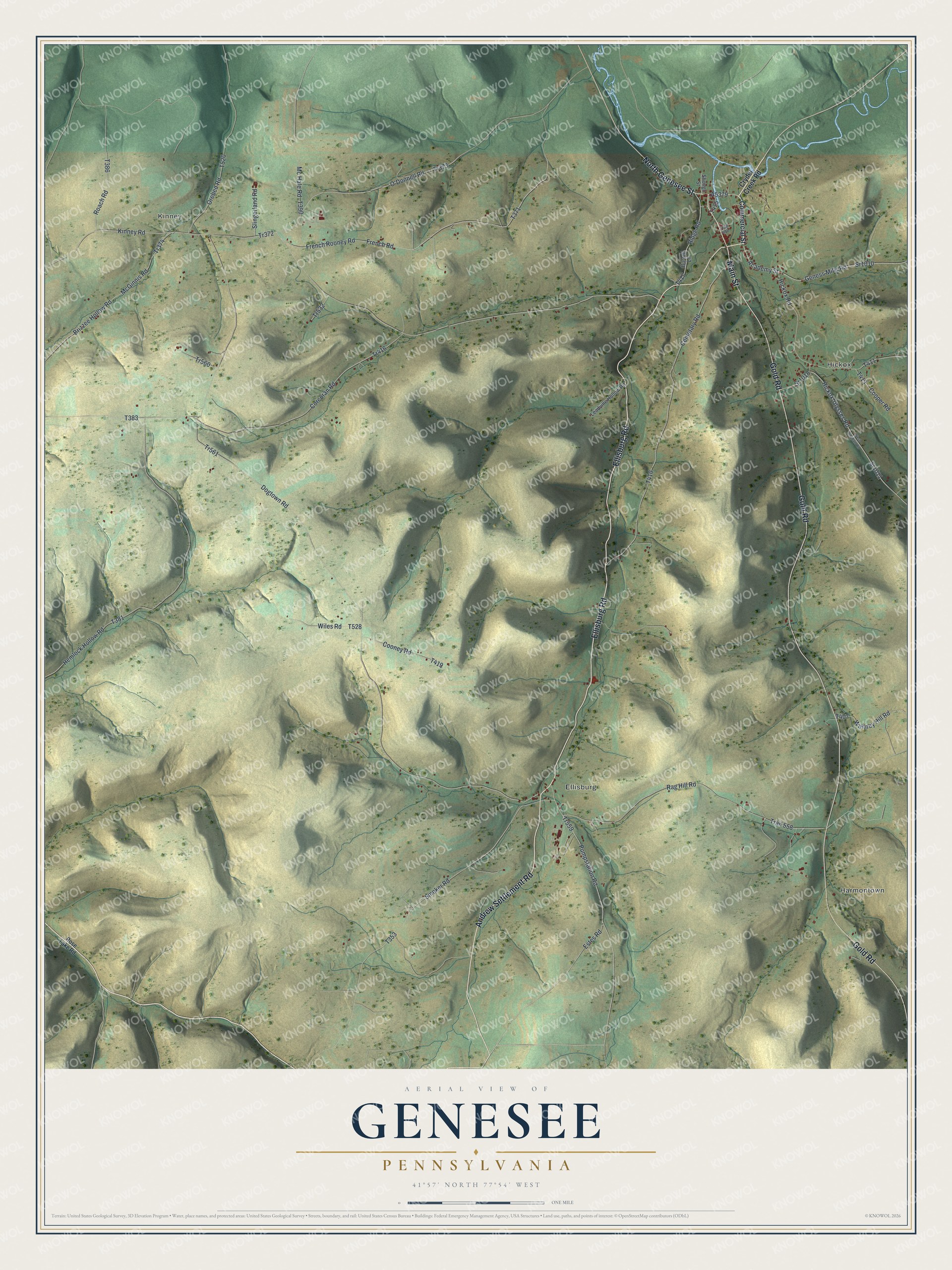 Watermarked full-map preview of Genesee, Pennsylvania