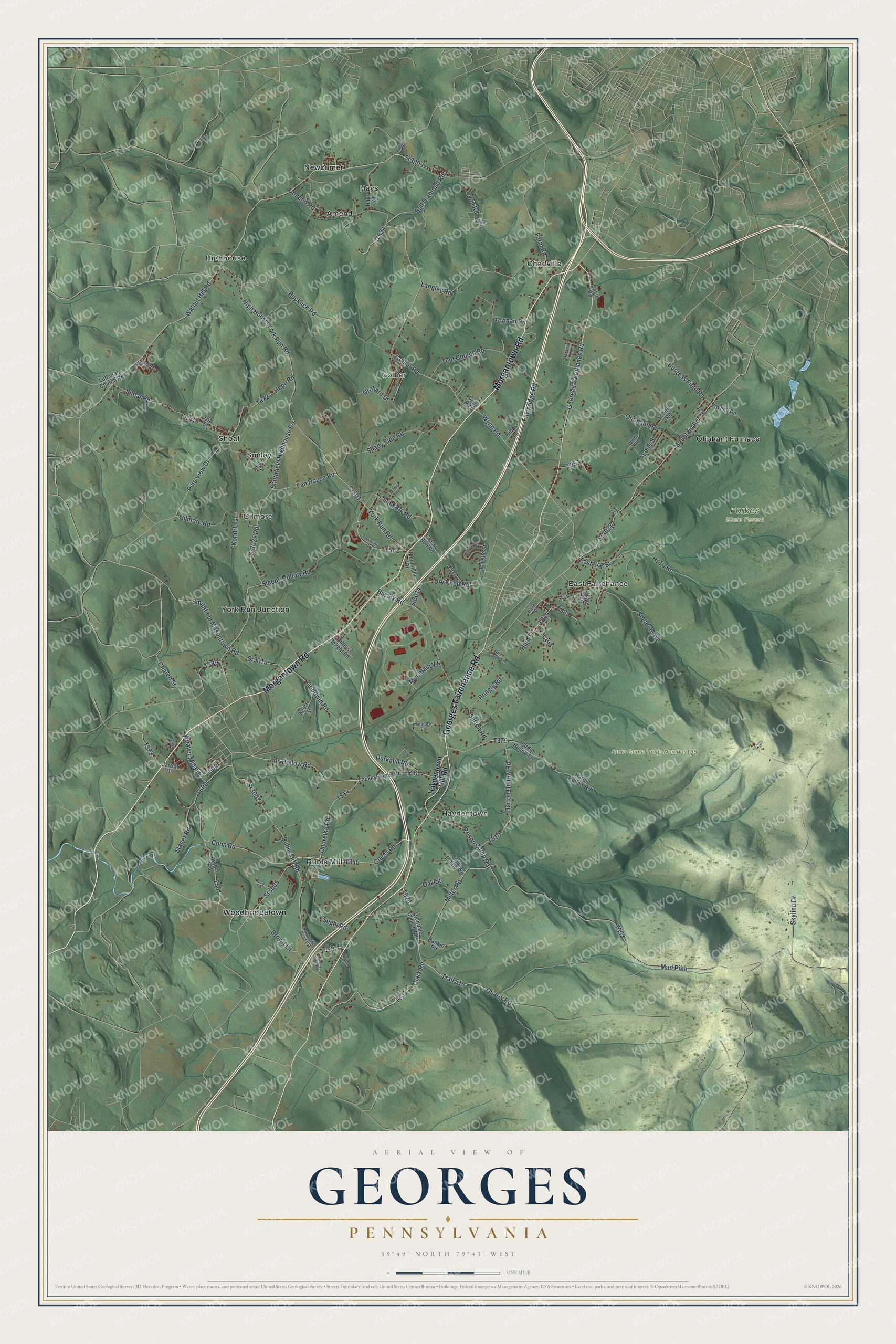 Watermarked full-map preview of Georges, Pennsylvania