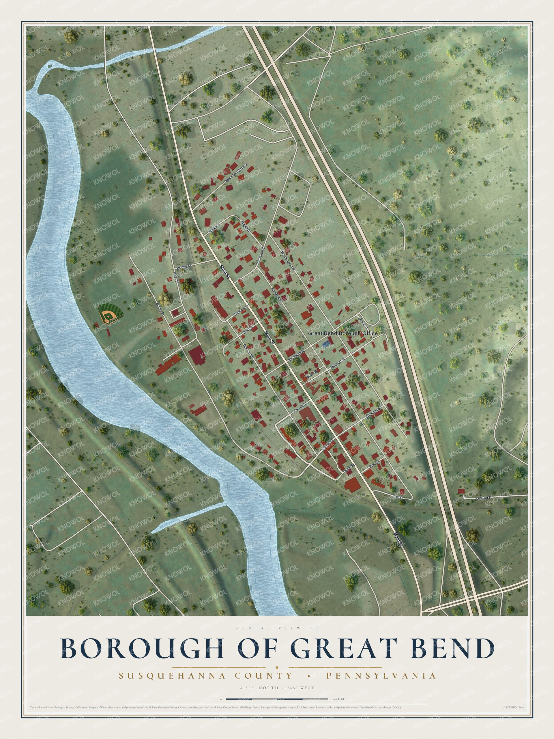Watermarked full-map preview of Borough of Great Bend, Pennsylvania
