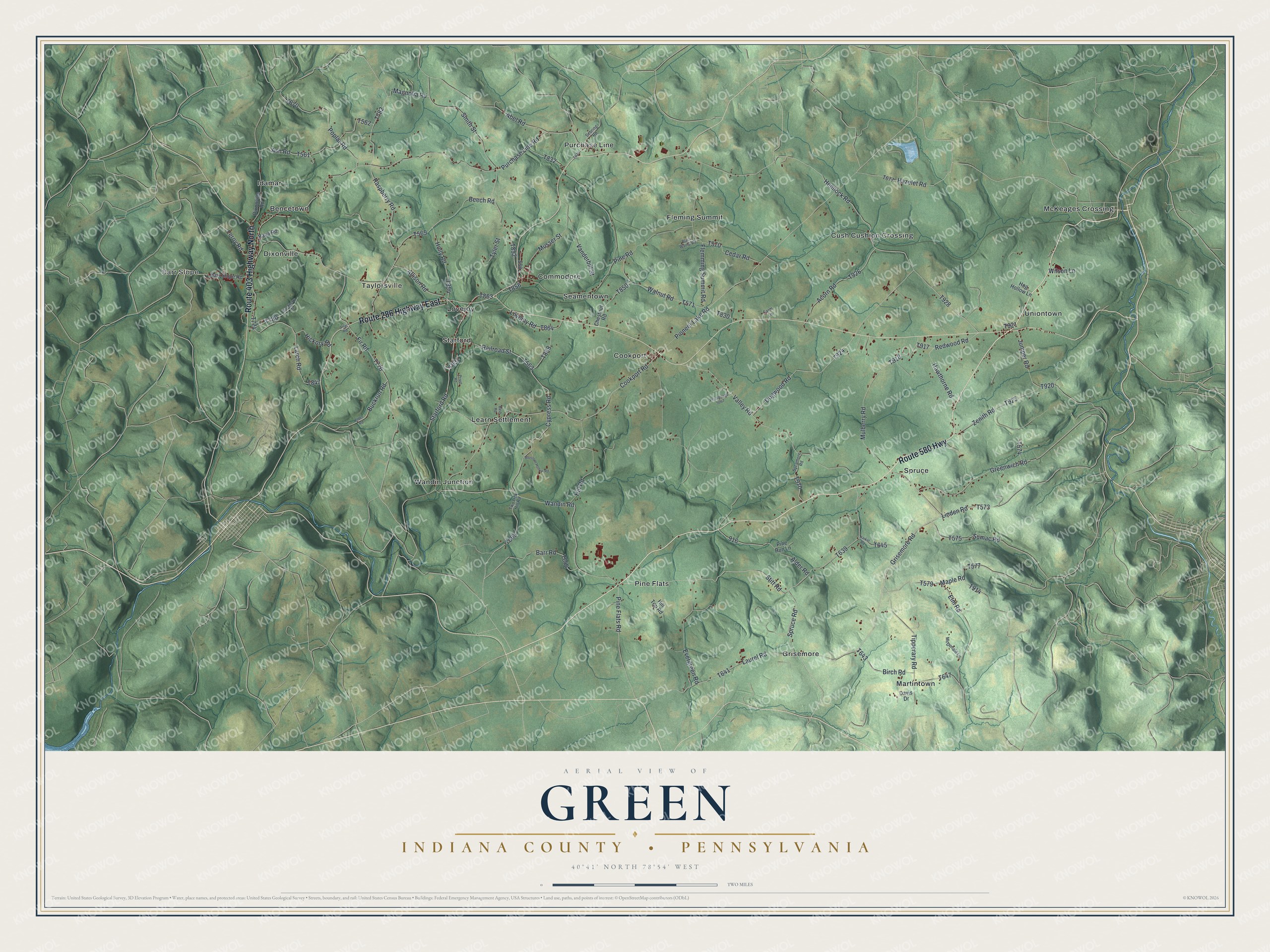 Watermarked full-map preview of Green, Pennsylvania