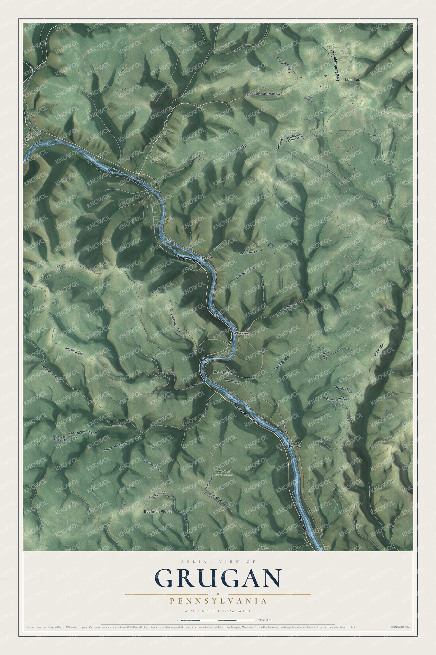 Watermarked full-map preview of Grugan, Pennsylvania