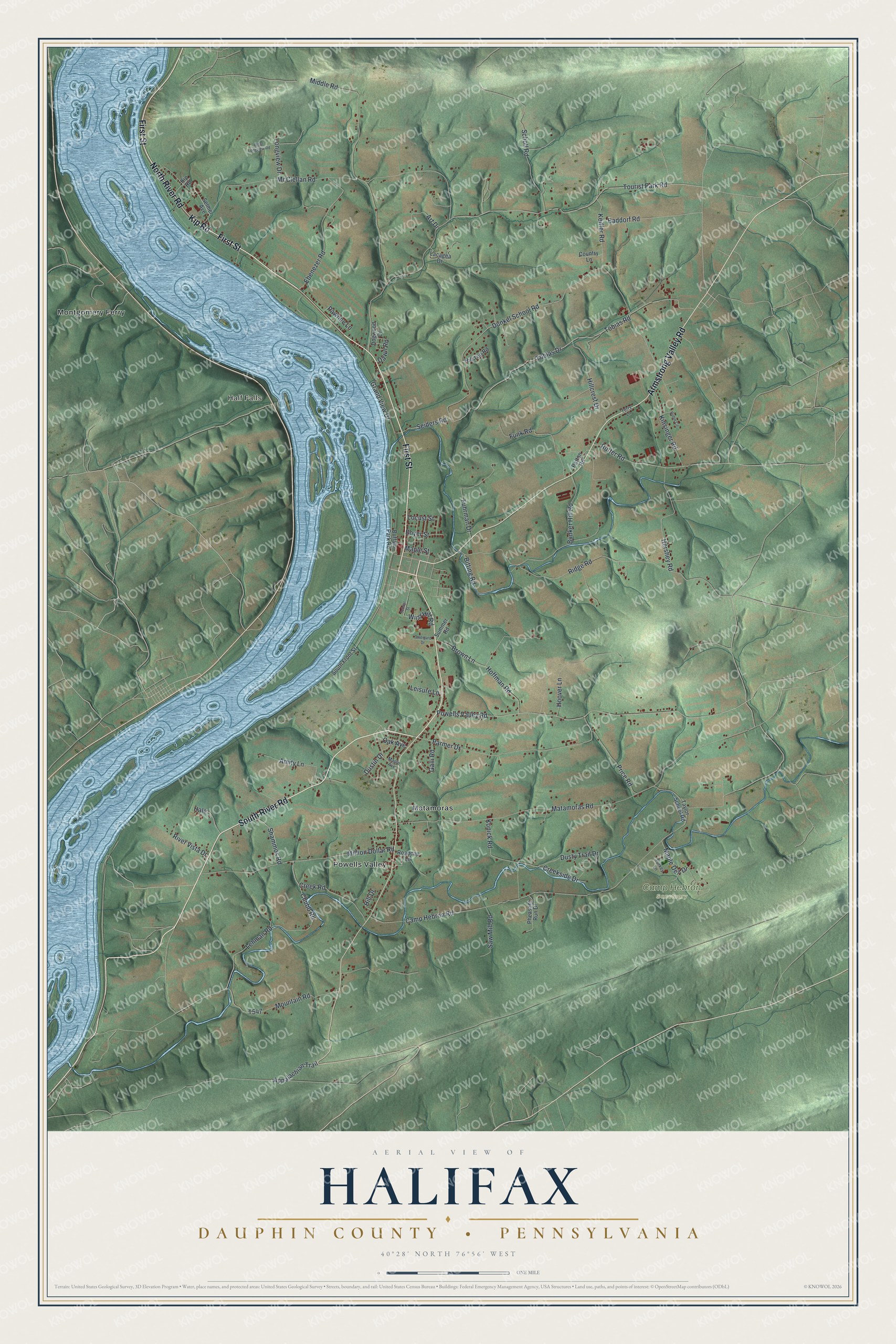 Watermarked full-map preview of Halifax, Pennsylvania