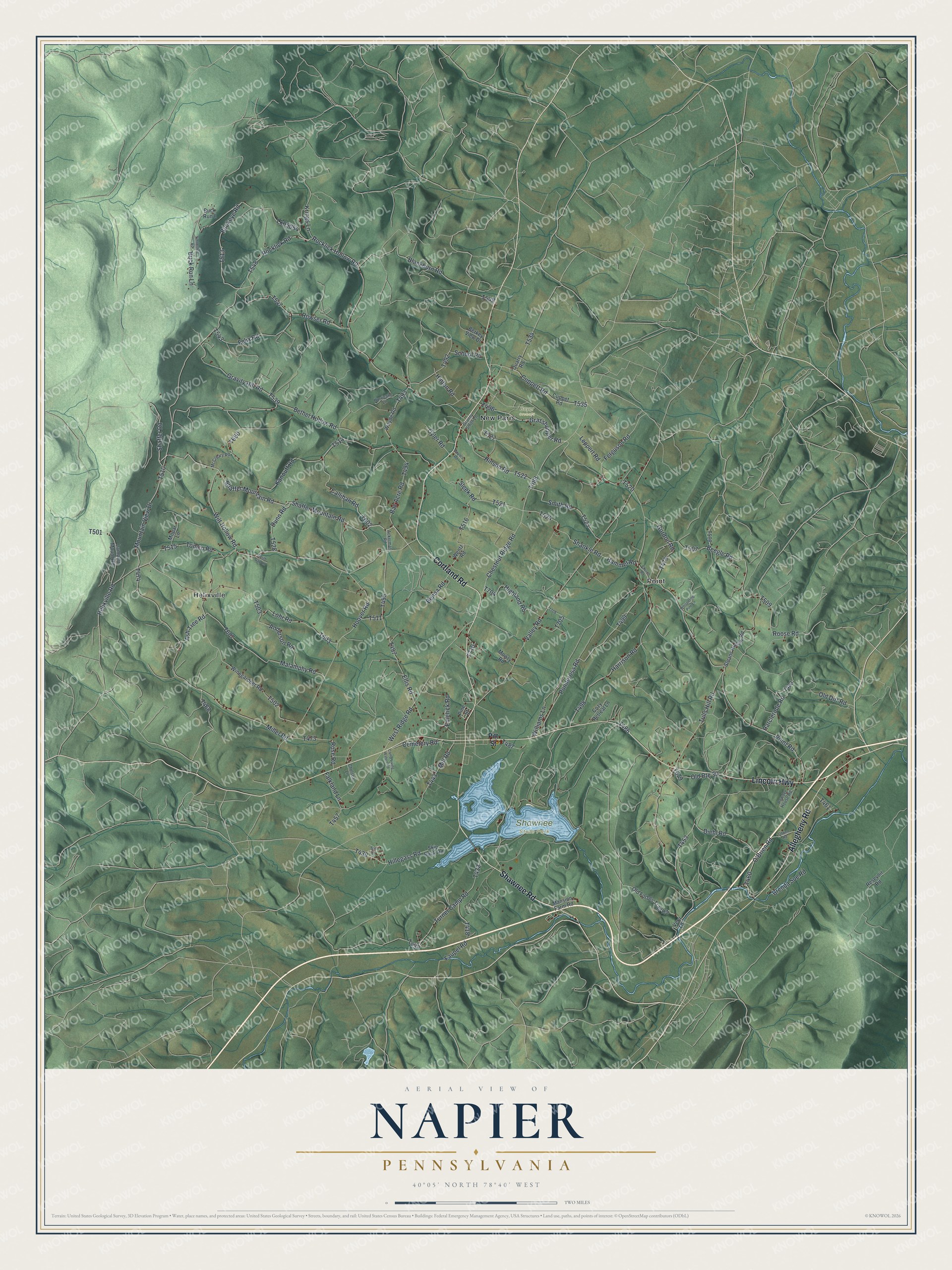 Watermarked full-map preview of Napier, Pennsylvania