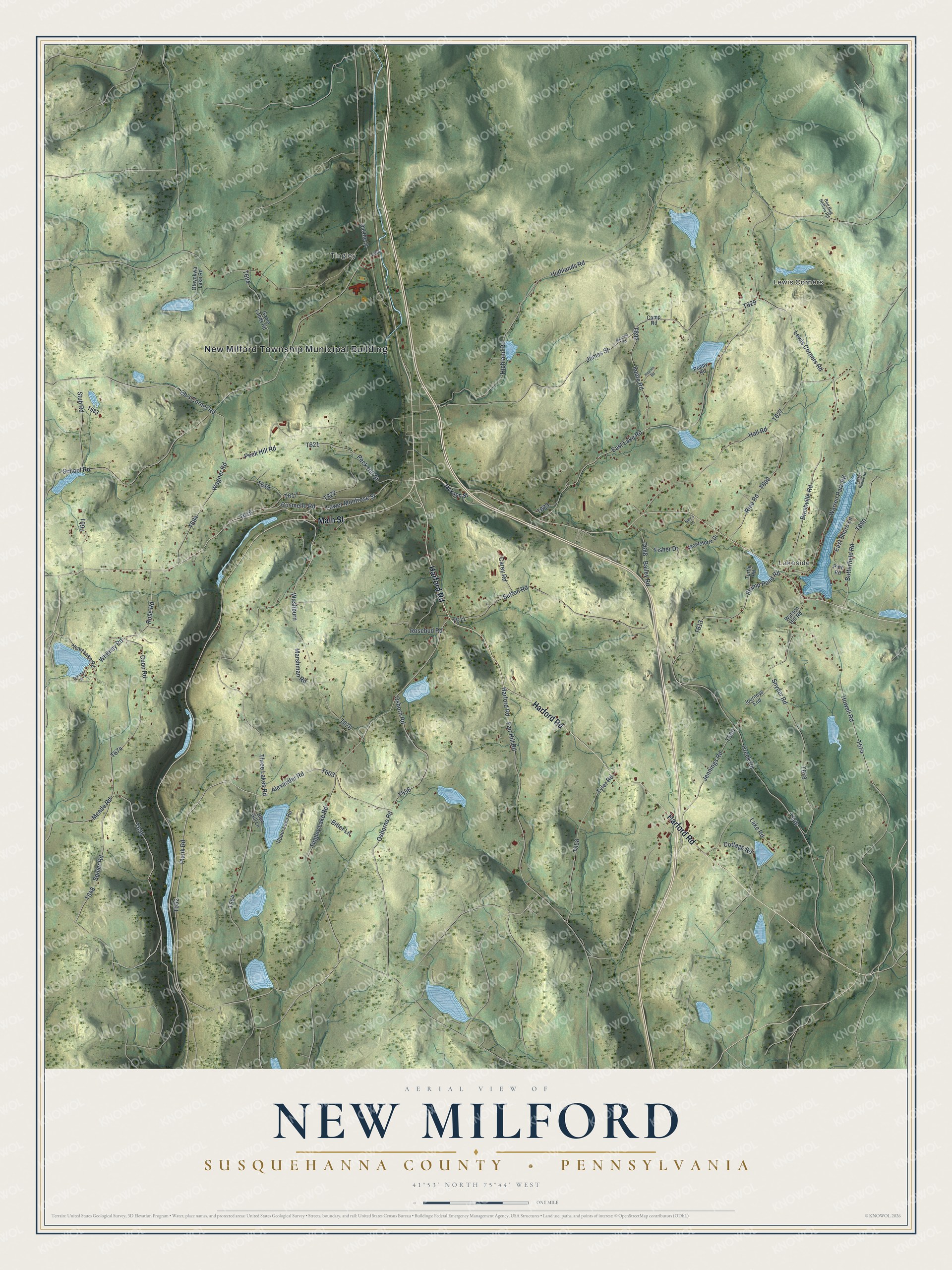 Watermarked full-map preview of New Milford, Pennsylvania