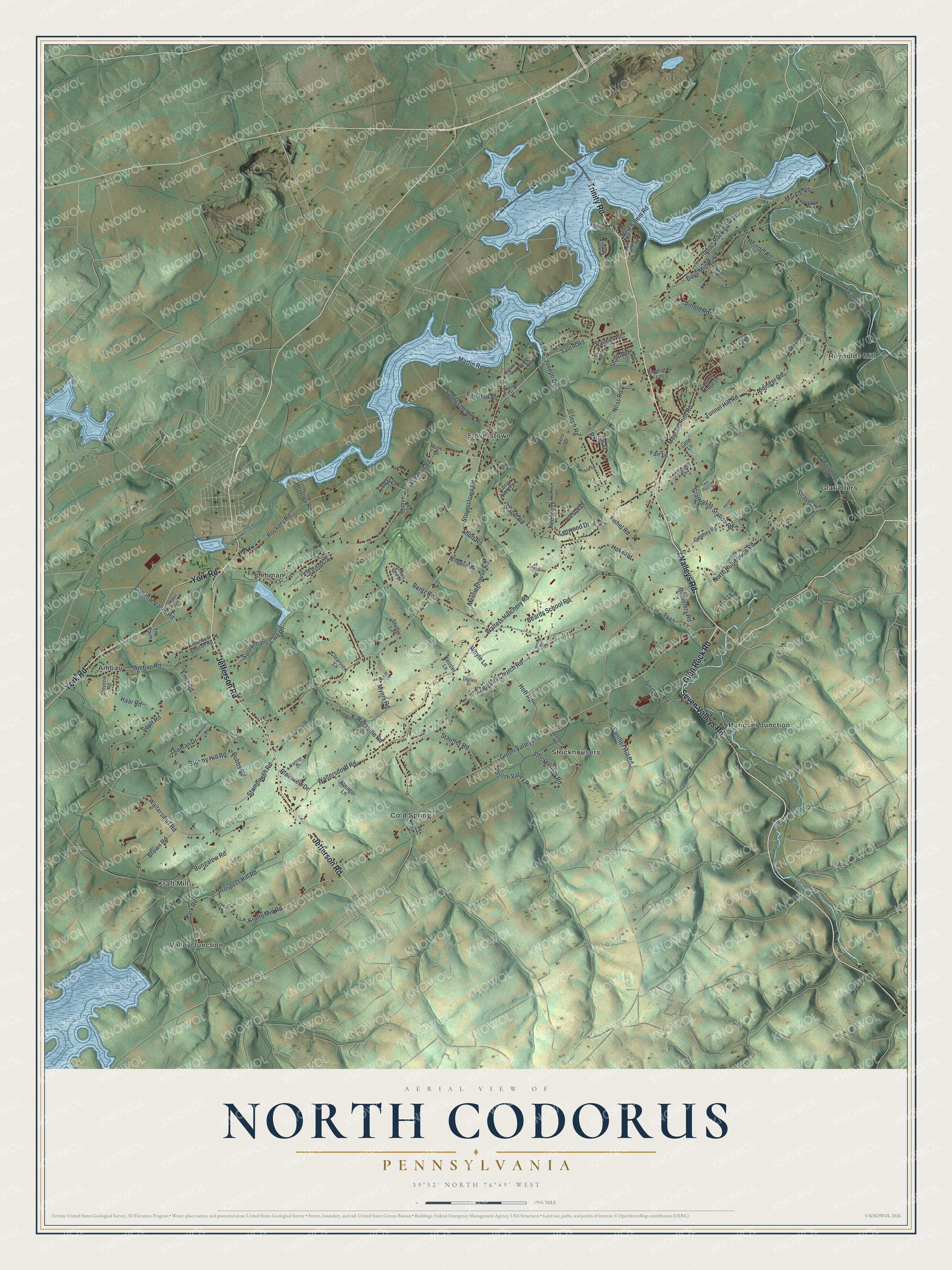 Watermarked full-map preview of North Codorus, Pennsylvania