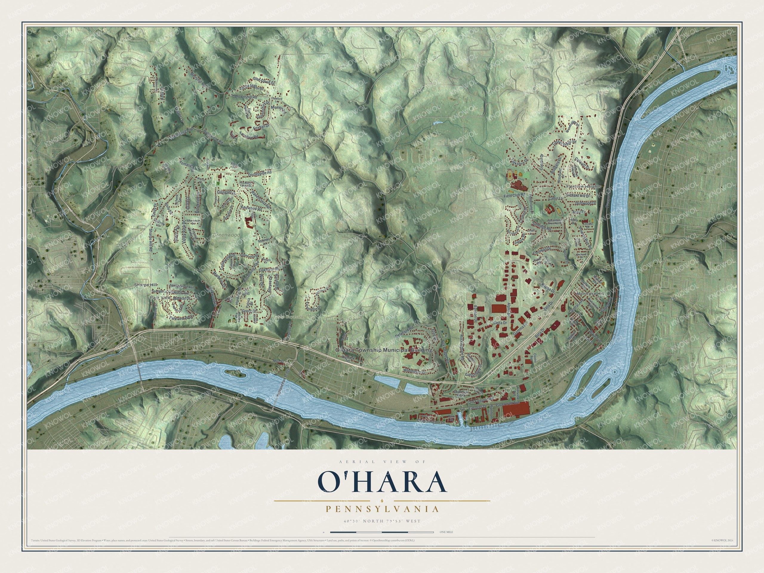 Watermarked full-map preview of O'Hara, Pennsylvania