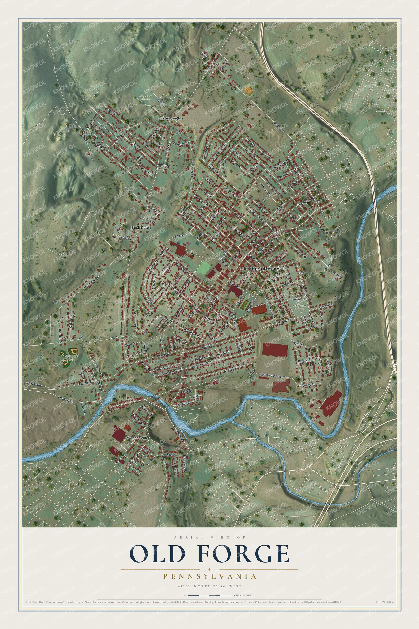 Watermarked full-map preview of Old Forge, Pennsylvania