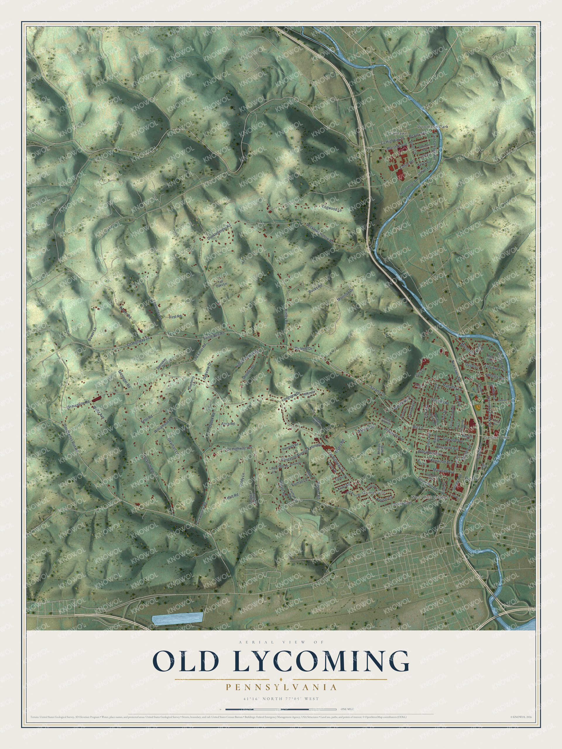 Watermarked full-map preview of Old Lycoming, Pennsylvania
