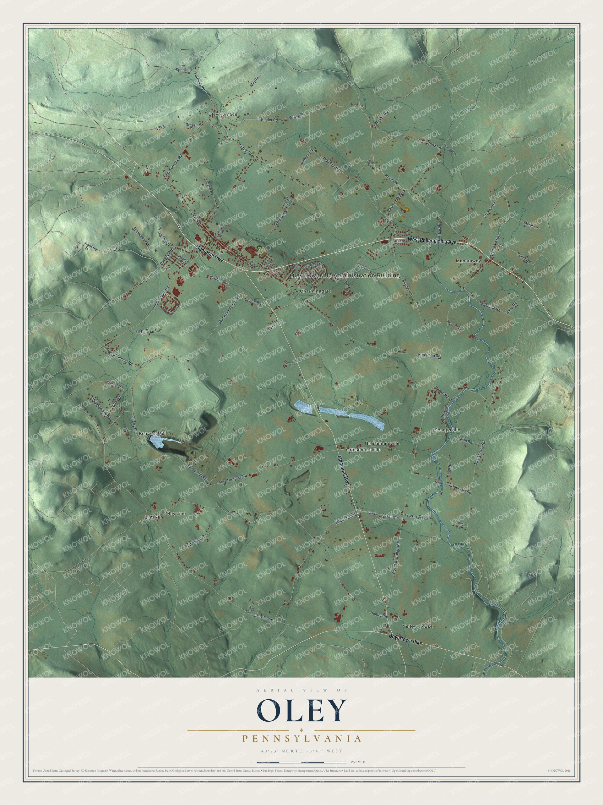 Watermarked full-map preview of Oley, Pennsylvania