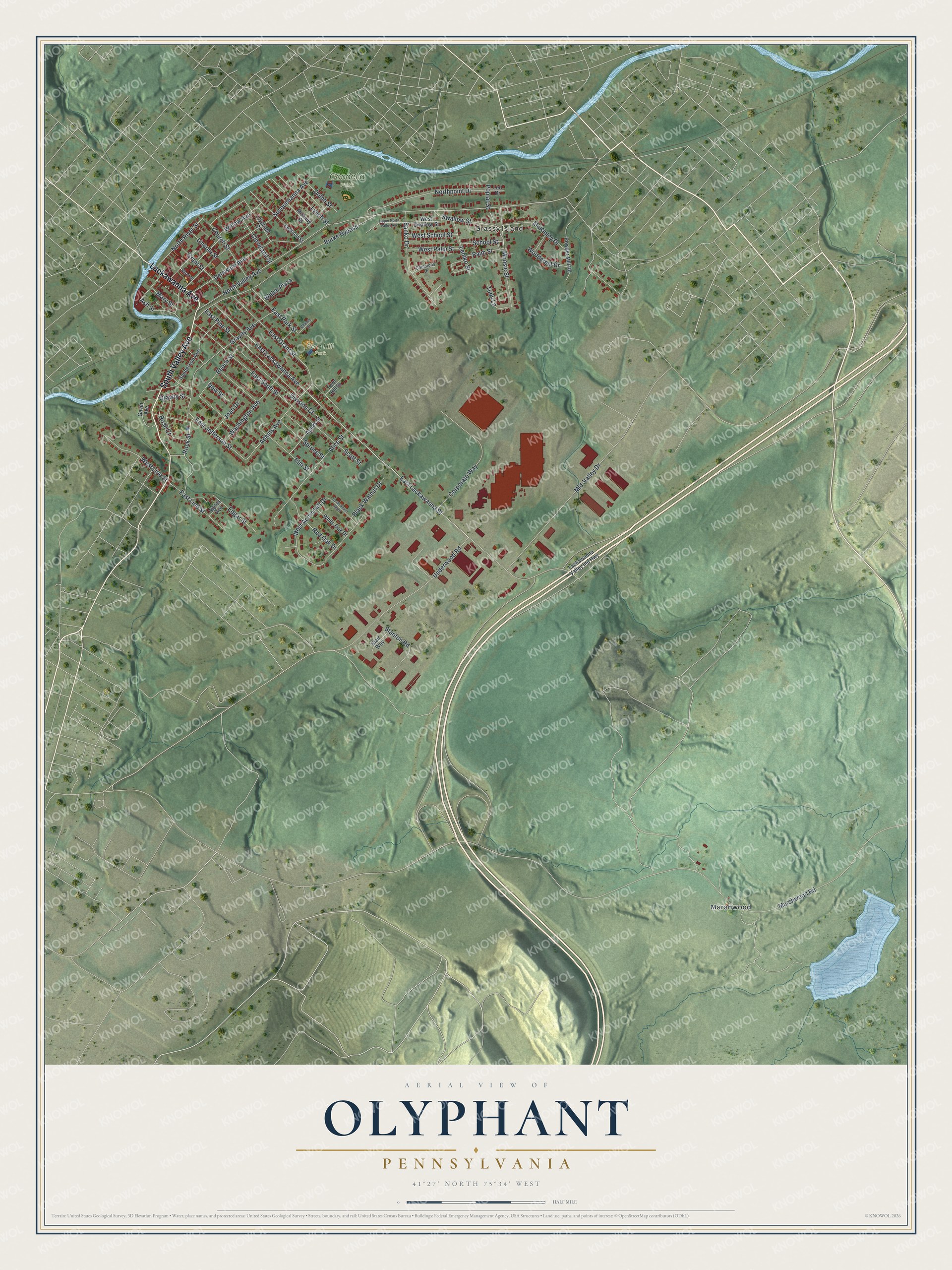 Watermarked full-map preview of Olyphant, Pennsylvania
