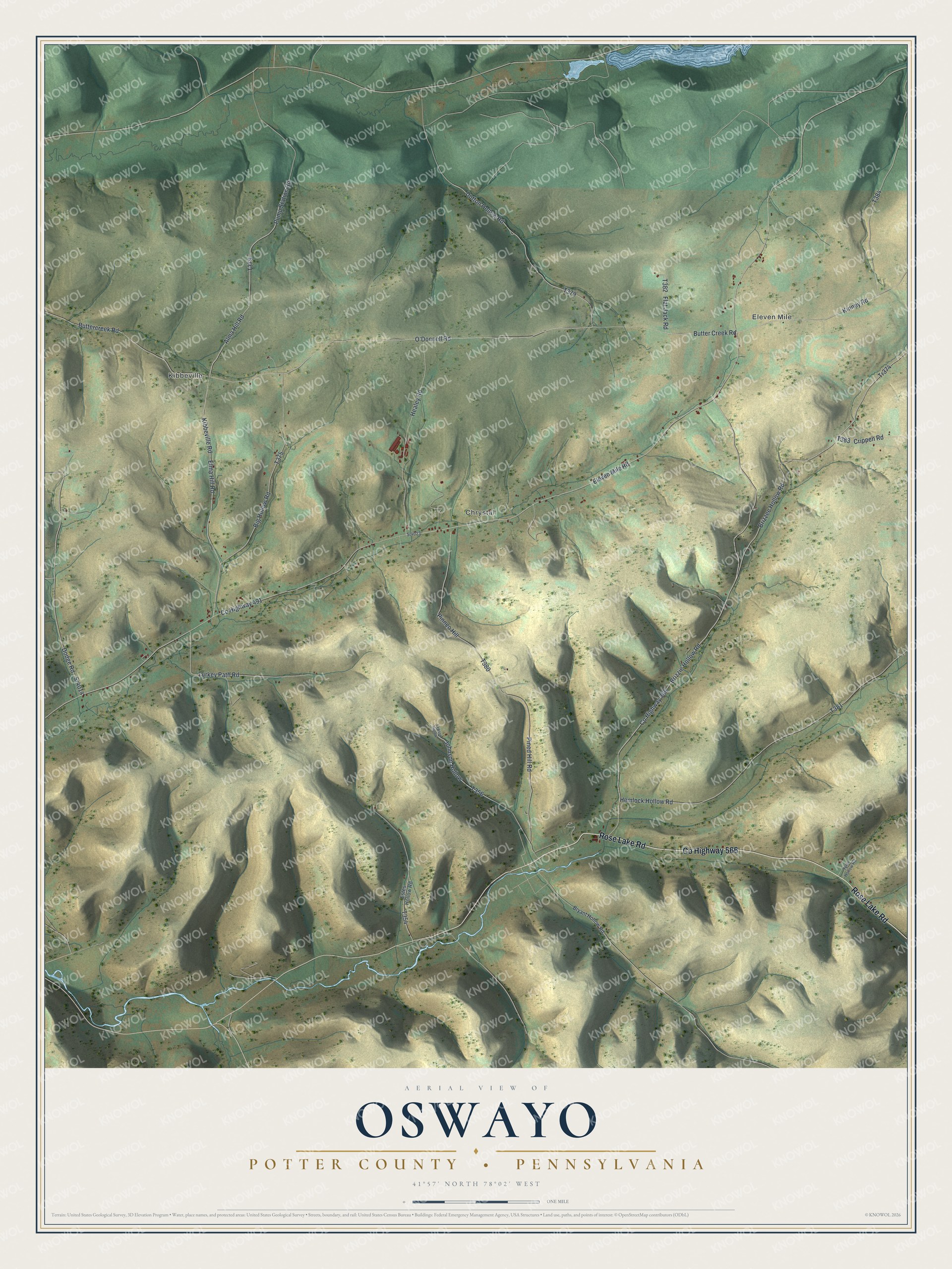 Watermarked full-map preview of Oswayo, Pennsylvania